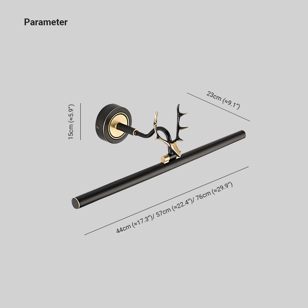 Arisha Decorative Deer Mirror Front Vanity Wall Lamp, Black/Gold - Neutralighting