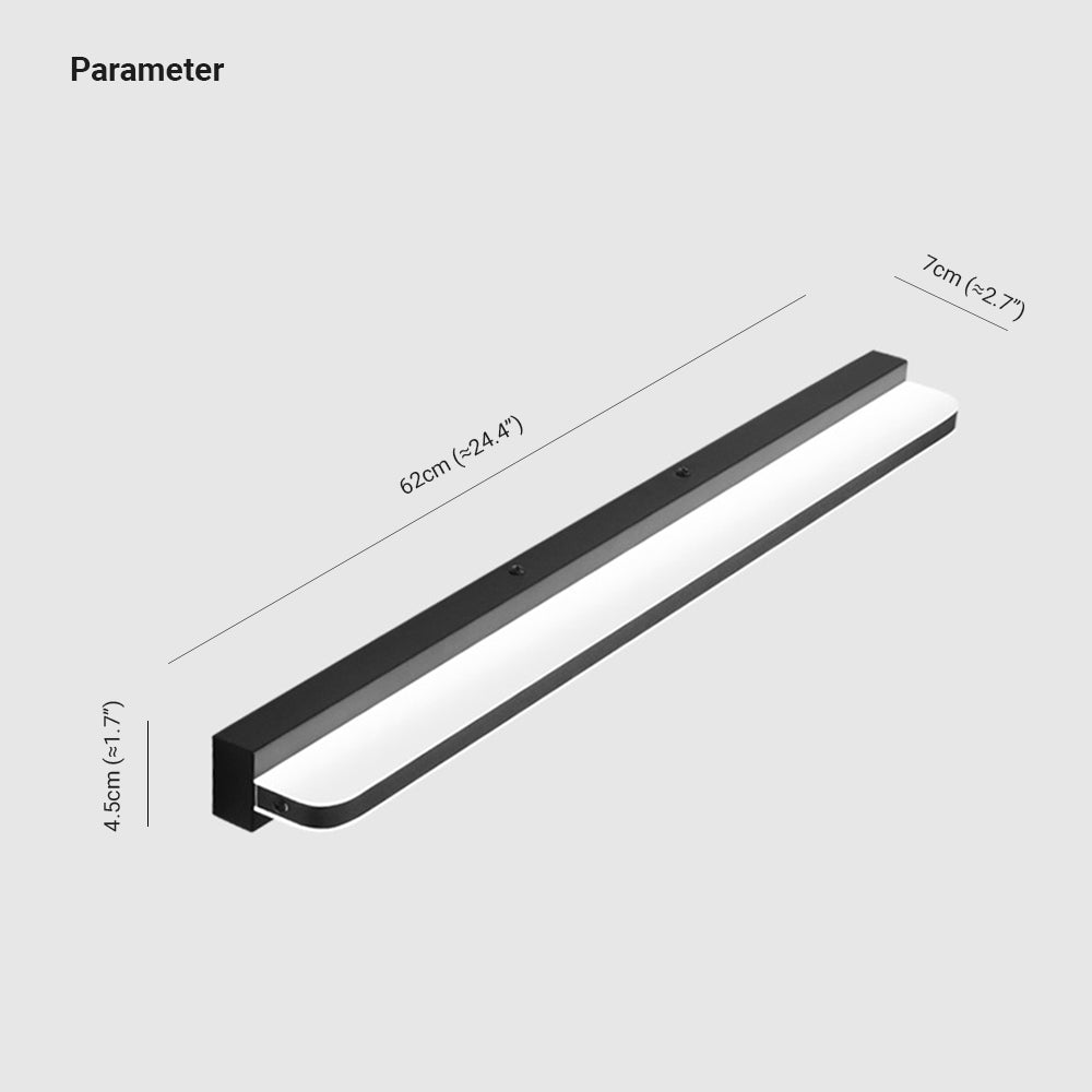 Arisha Wall Lamp Rectangular Modern, Acrylic Mirror, Black/White/Chrome/Gold, Bathroom - Neutralighting