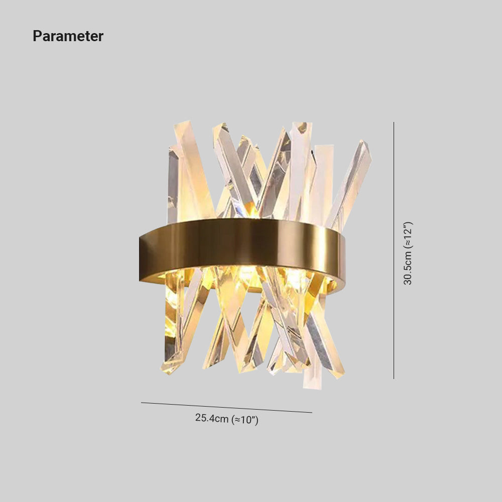 Kristy Decorative Geometric Crystal/Metal Wall Lamp, Gold - Neutralighting
