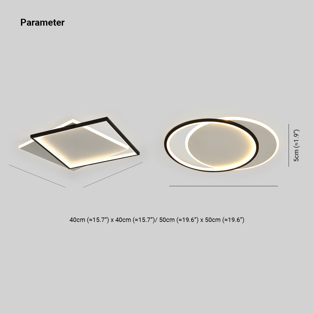 Arisha Modern Square/ Round Flush Mount Ceiling Light, Black with White - Neutralighting