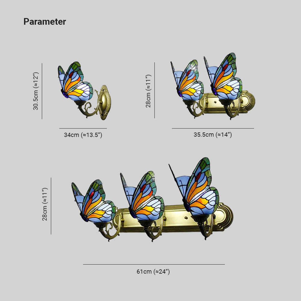 Arisha Artistic Butterfly Metal/Glass Lamps Wall, Red/Blue/Multi-Color/Light Blue - Neutralighting