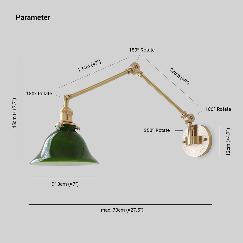 Tiffany Vintage Foldable Wall Lamp, Green/White - Neutralighting
