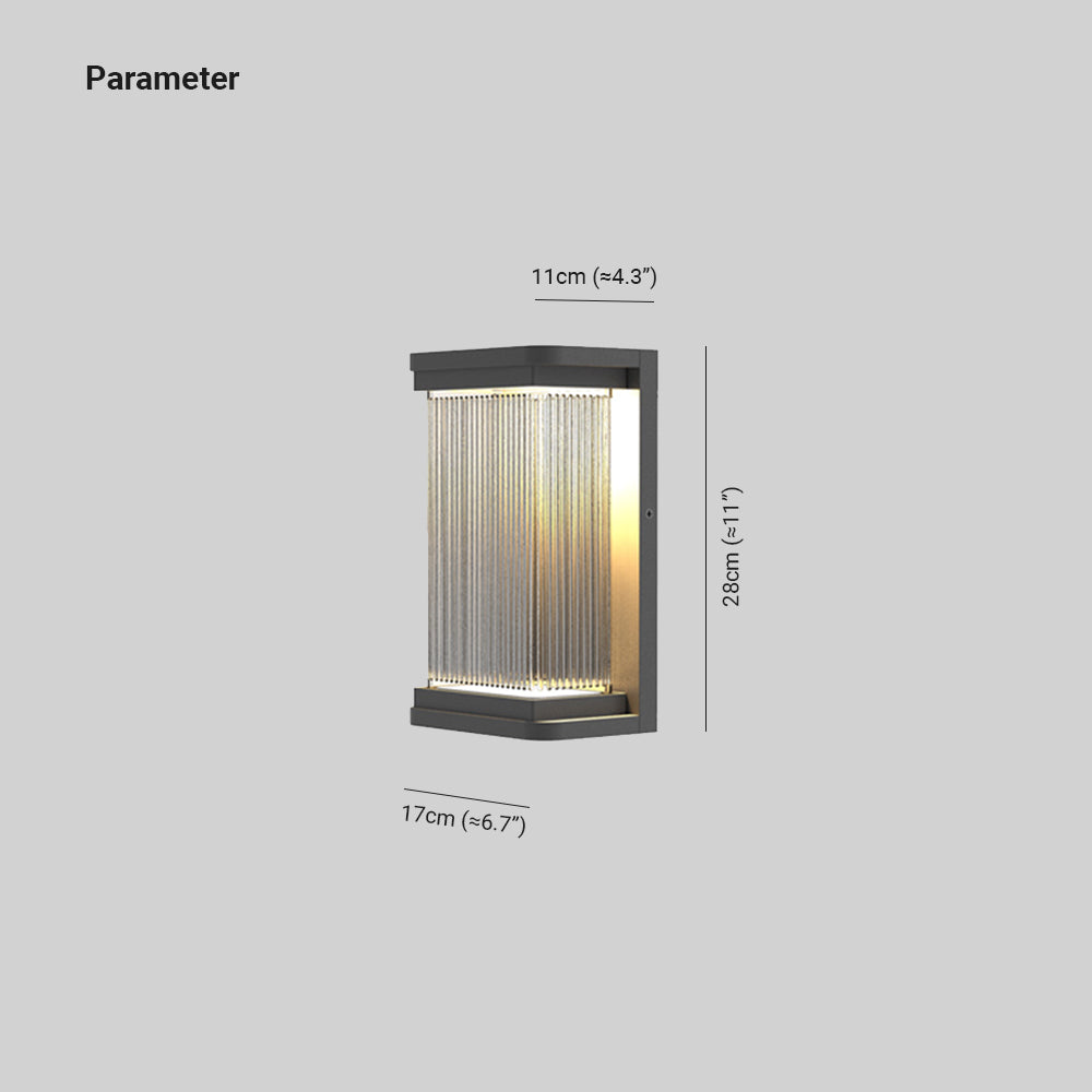 Ray Minimalist Rectangular Glass Outdoor Wall Lamp, Black - Neutralighting