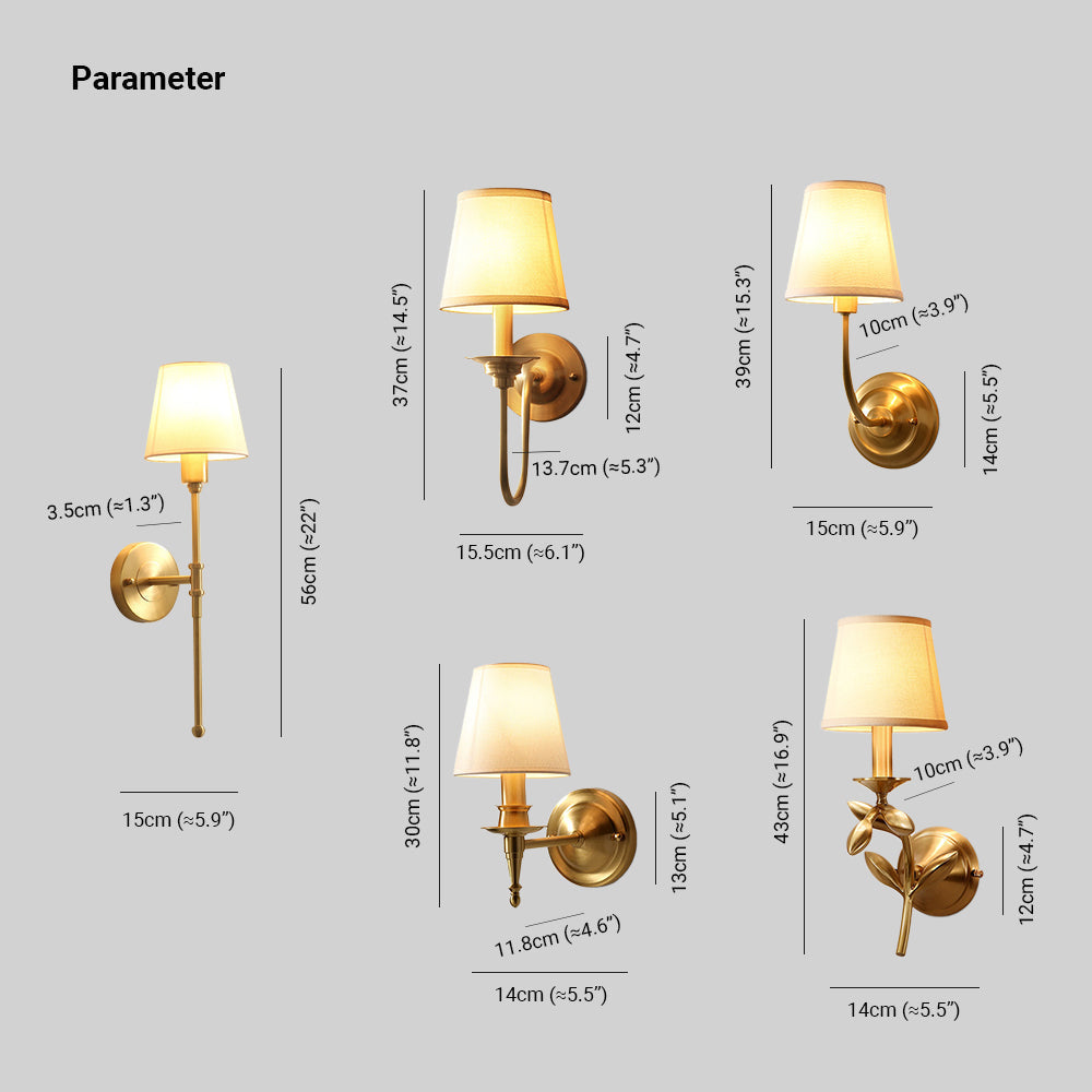 Tiffany Vintage Rustic Lantern Fabric LED Wall Lamp, Gold - Neutralighting