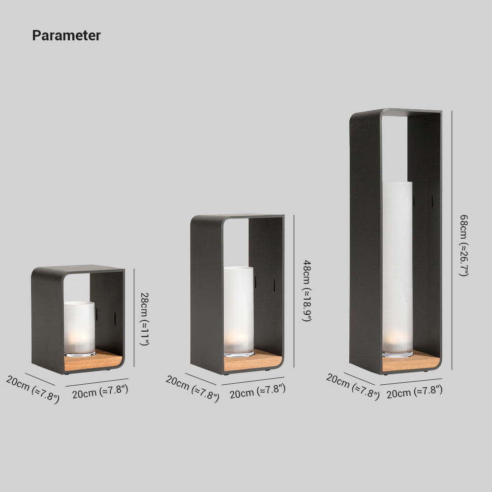 Ray Minimalist Cuboid Candle Solar Outdoor Floor Lamp Black - Neutralighting