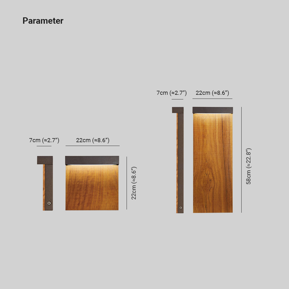 Ray Modern Metal Rectangular Outdoor Path Light, Wood - Neutralighting