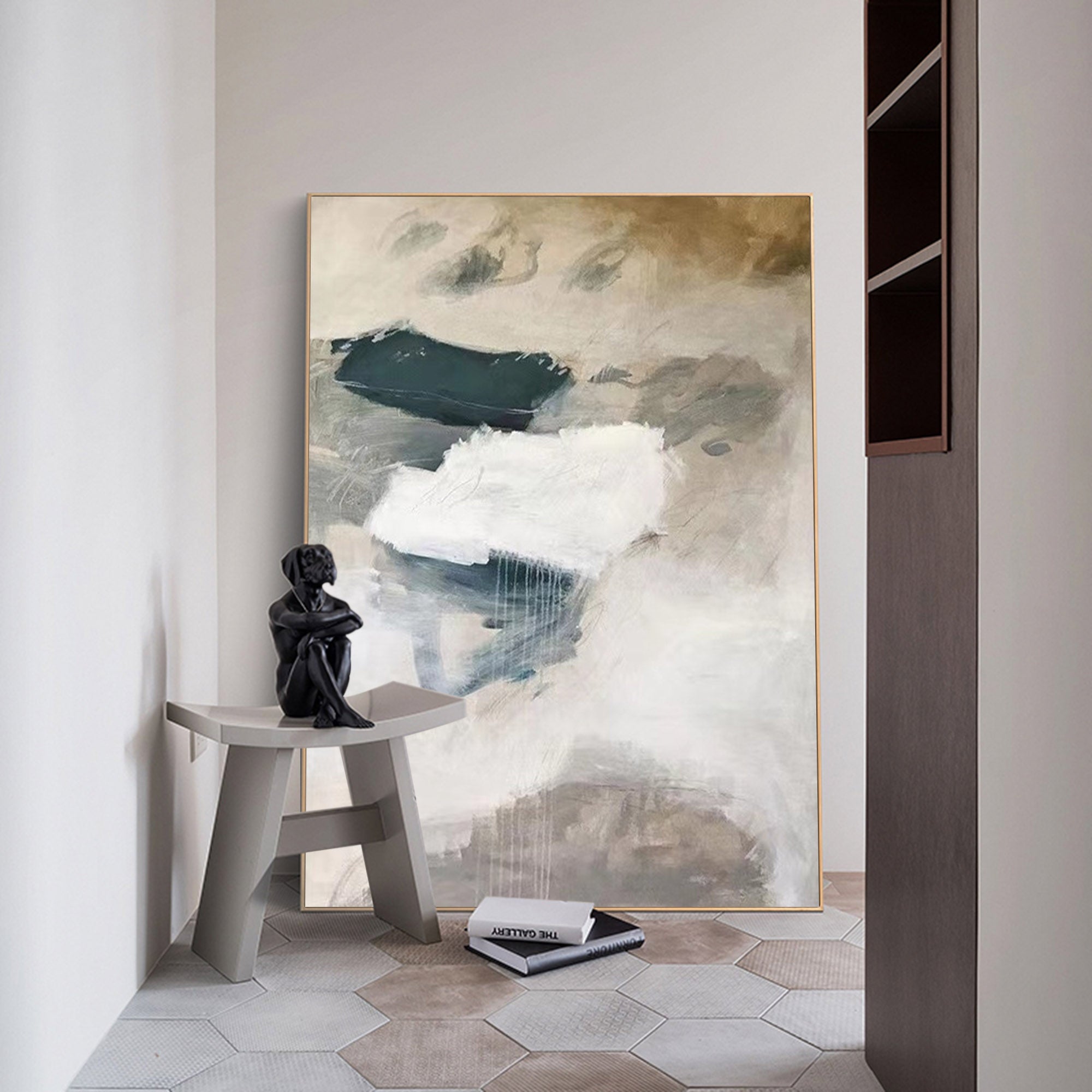 Moody Blue Gray Abstract Coastal Landscape Wall Art