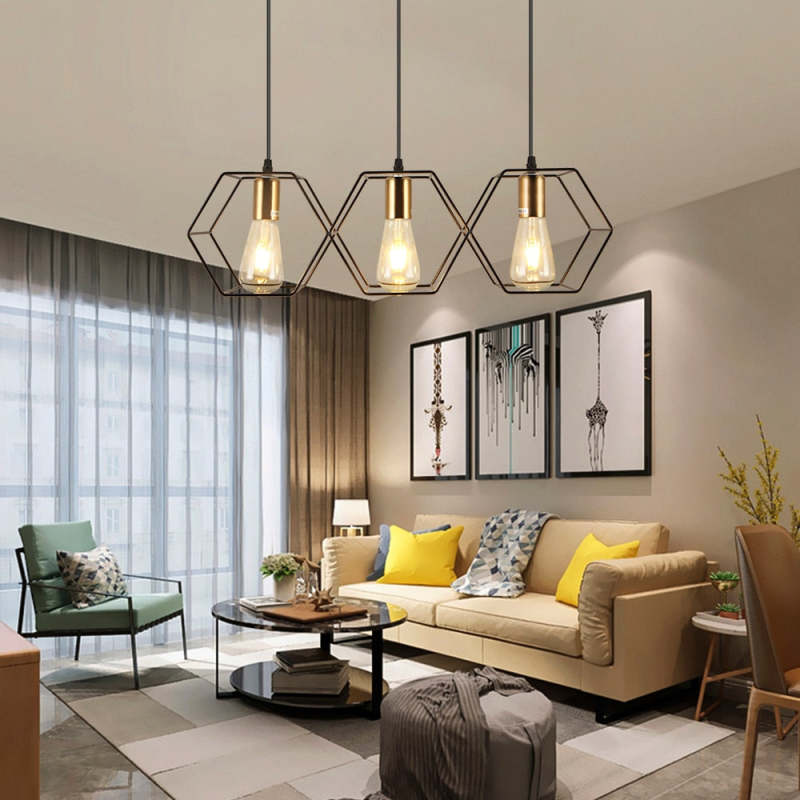Arisha Rustic Farmhouse Geometry 3/5 Light Pendant Light, Black - Neutralighting