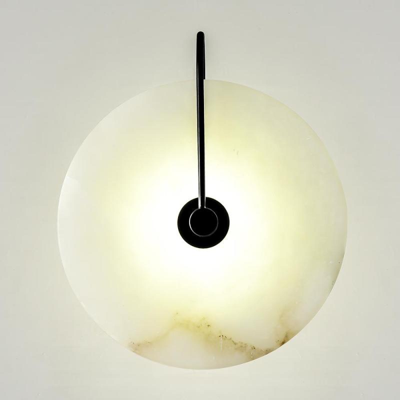 Arisha Round Bedside Wall Light, Artificial Marble, Gold & Black - Neutralighting