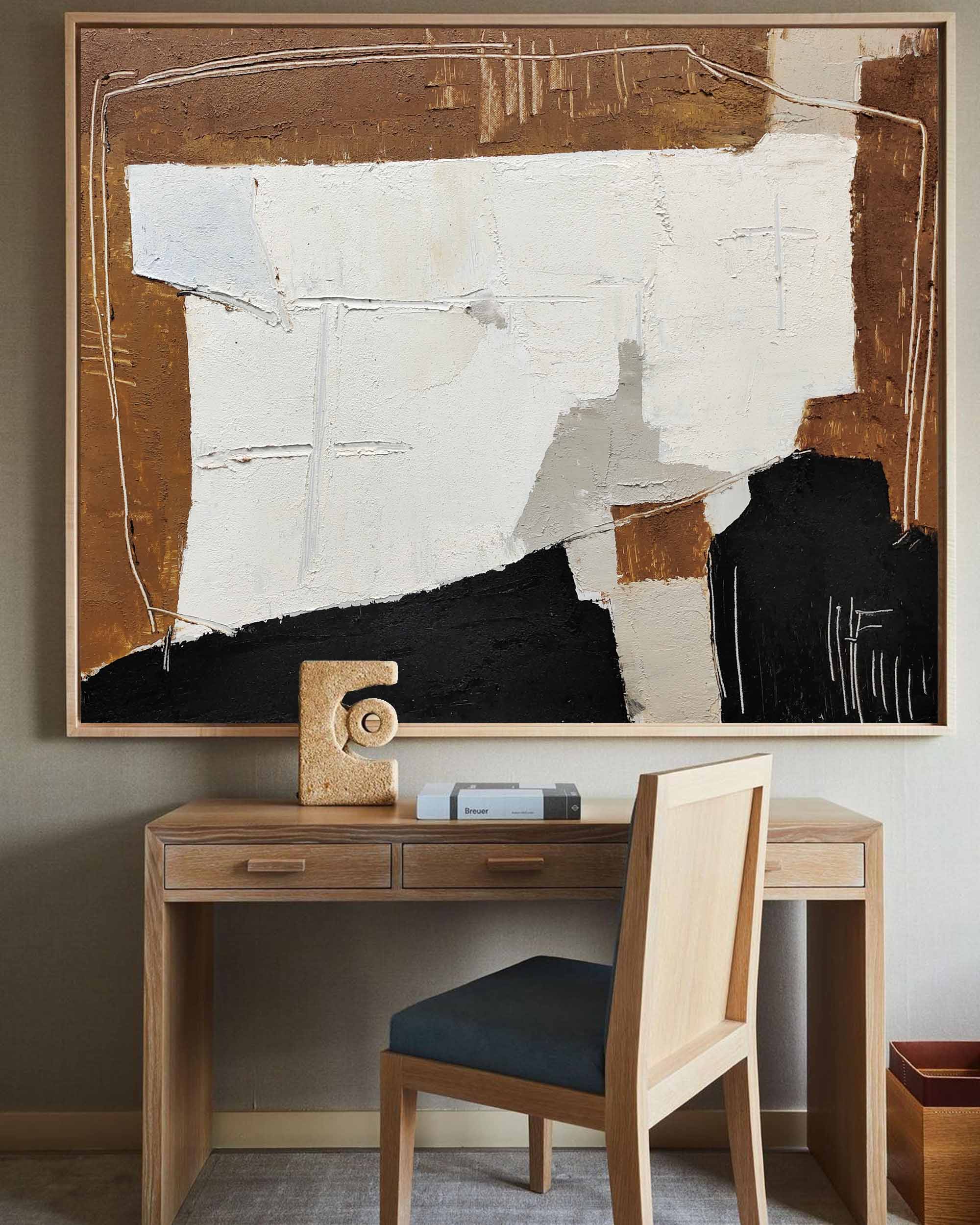 Black And Brown Abstract Painting ABAH51 - Neutralighting