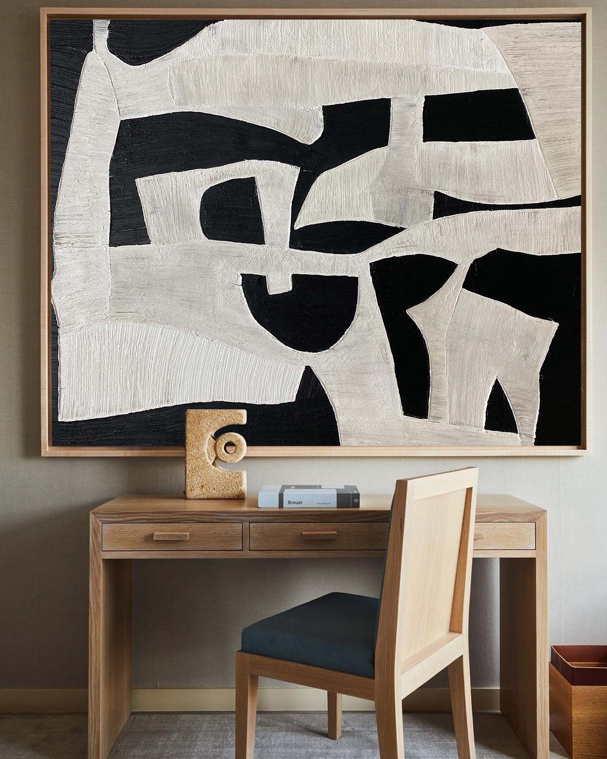 Monochrome Organic Abstract Textured Wall Art