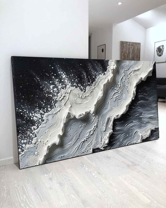 Wall Art Impressionist 3D Ocean Wave Black