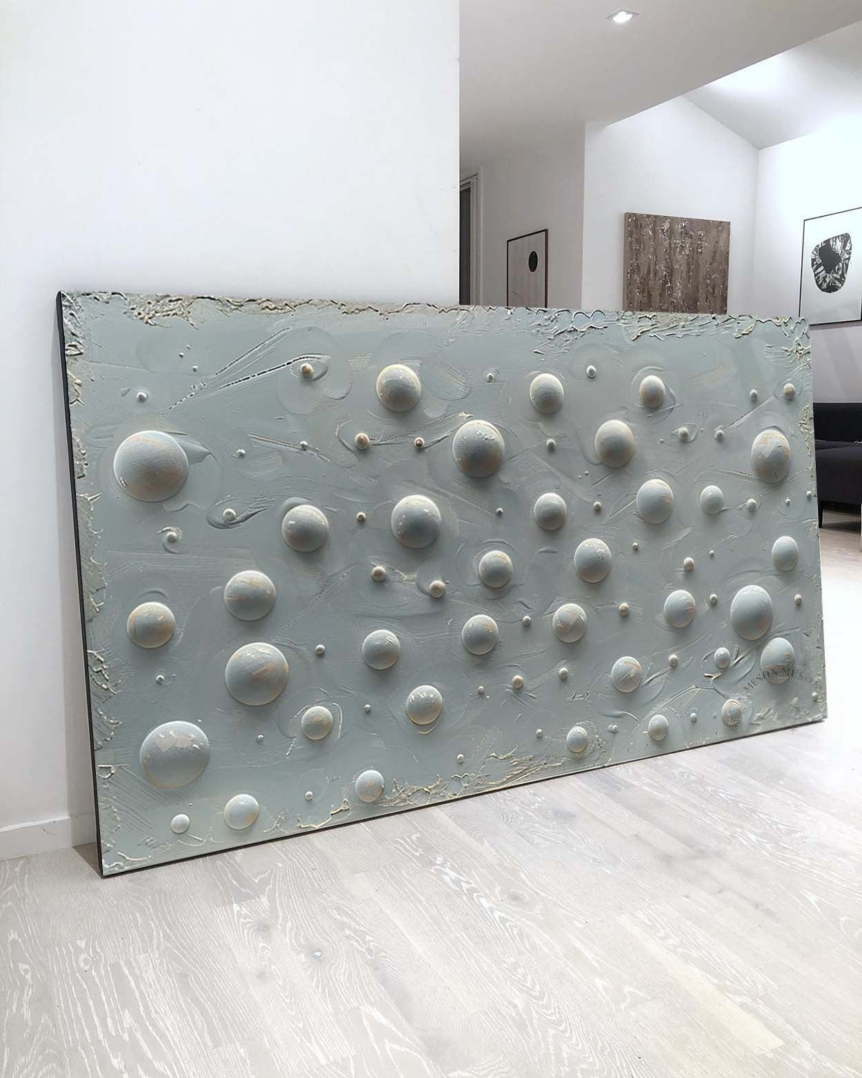 Wall Art Neutral Bubble Dotted Canvas
