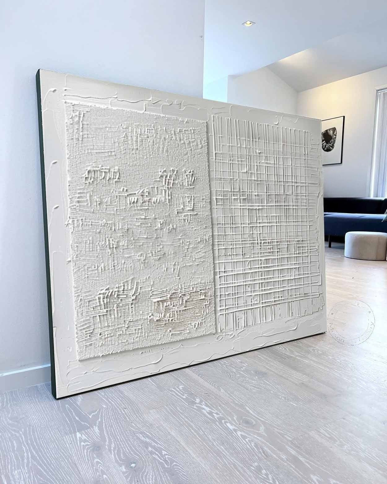 Wall Art White Split Grid Panel Canvas