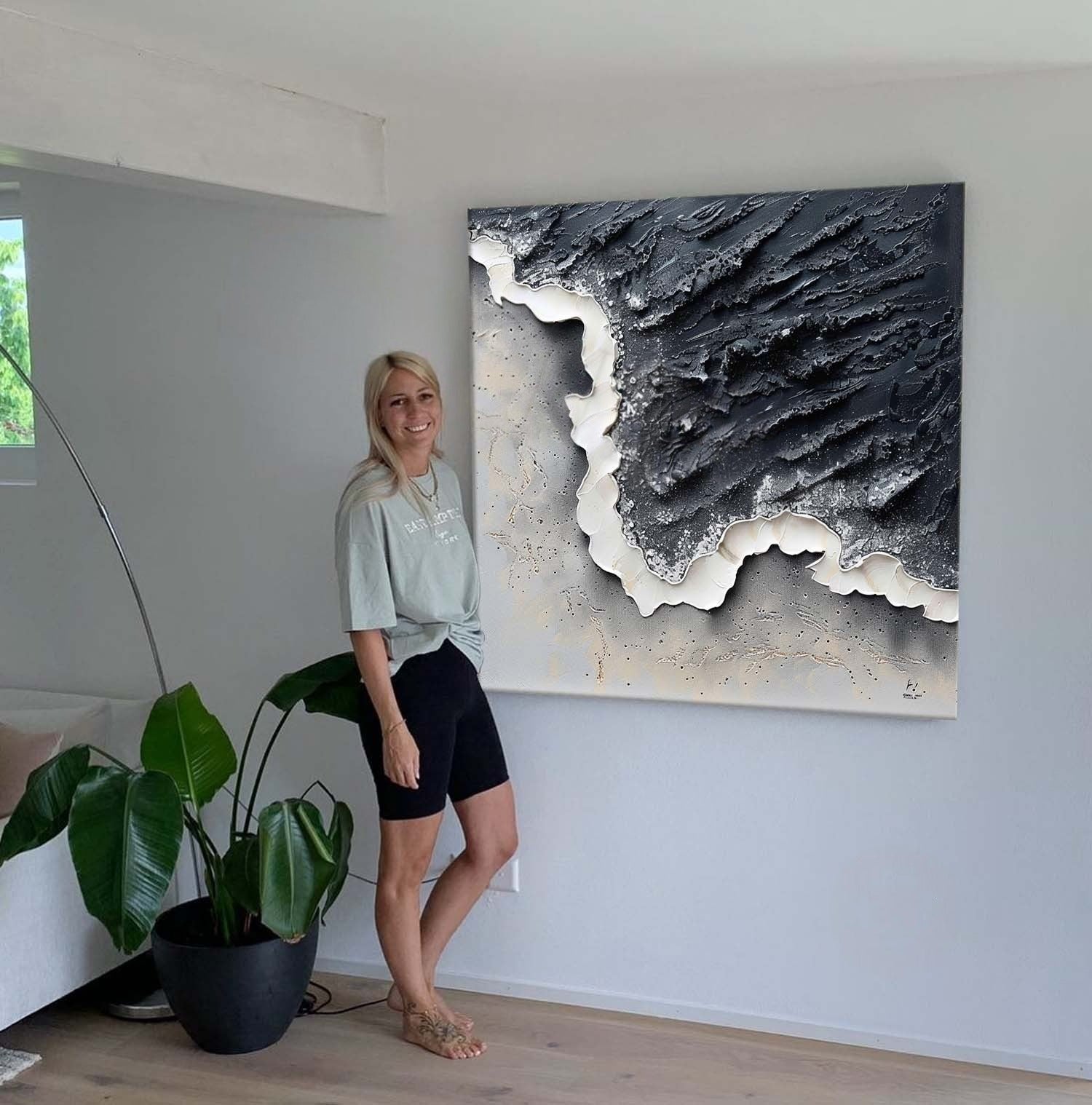 Wall Art Monochrome Coastal Wave
