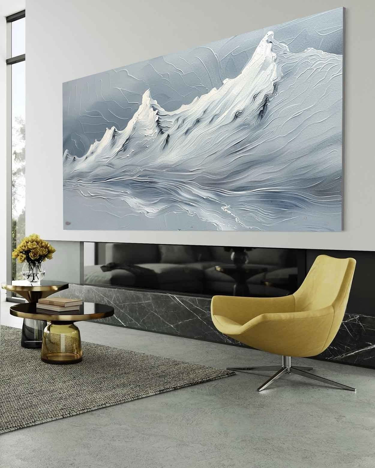 Wall Art Horizontal Impasto Snow Mountain