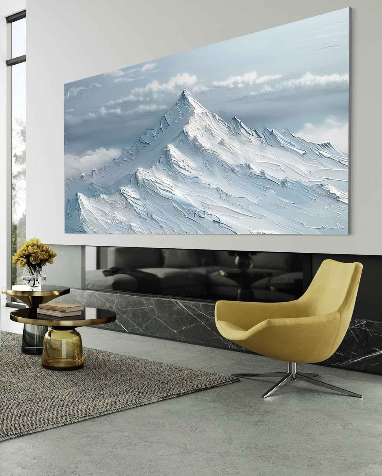 Wall Art Horizontal Impasto Snow Mountain