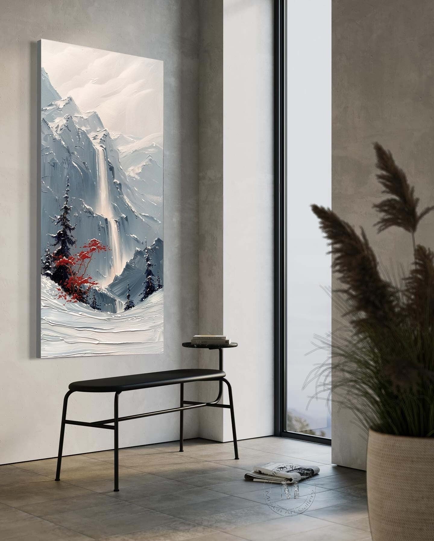 Wall Art Vertical Impasto Snow Mountain