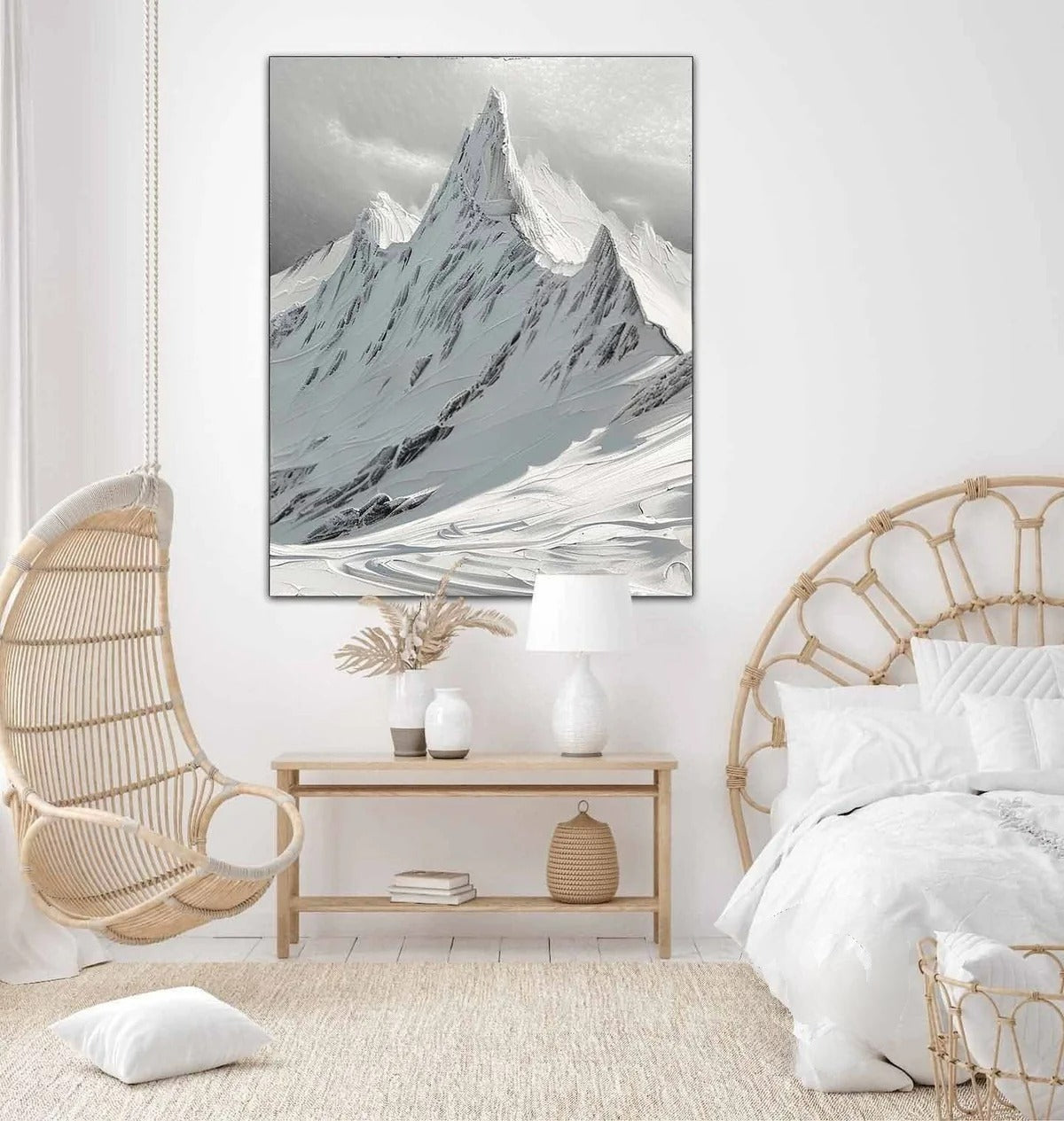 Wall Art Vertical Monochrome Impasto