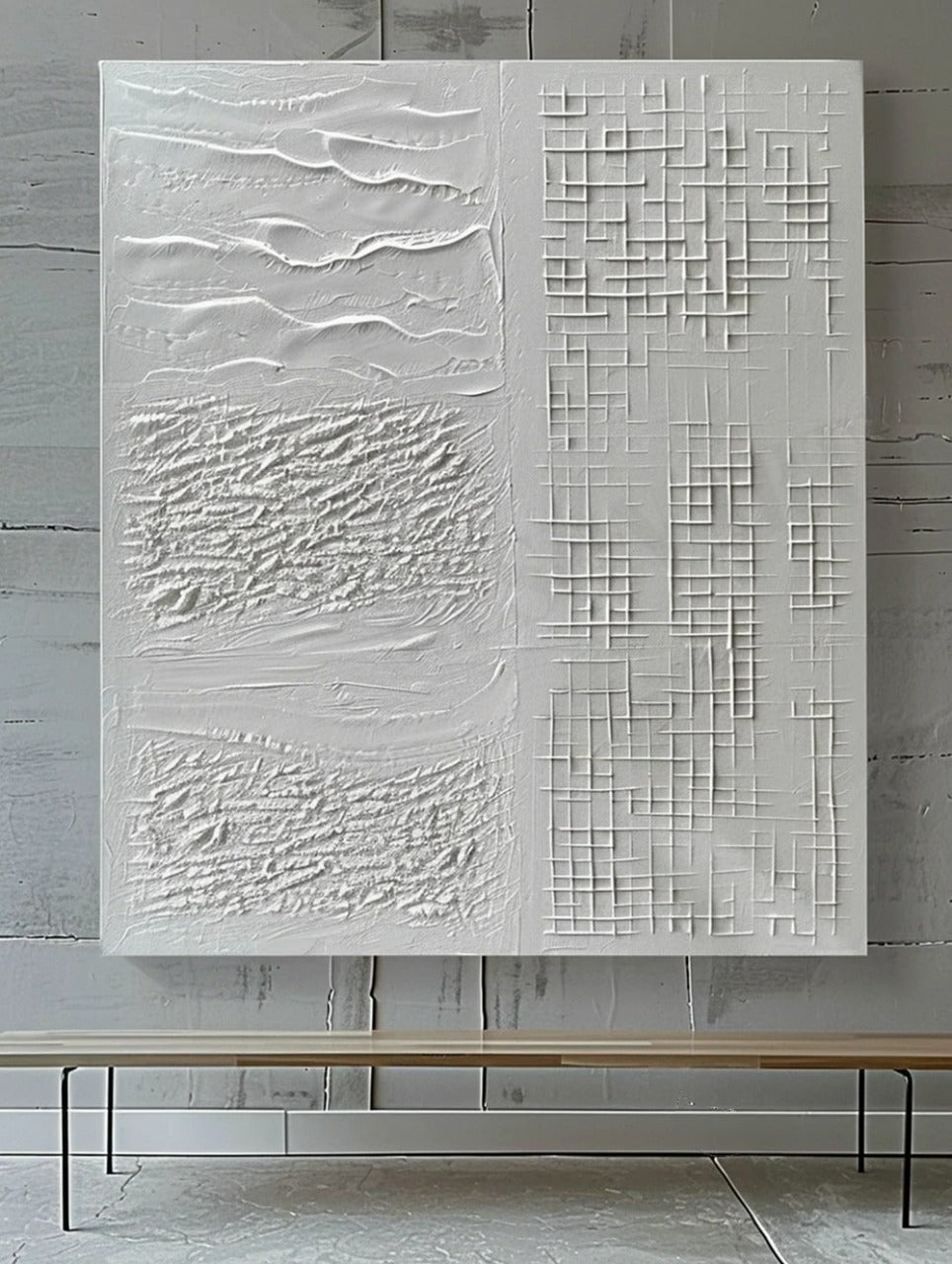 Neutral Tone Textured Plaster Art Texture Painting