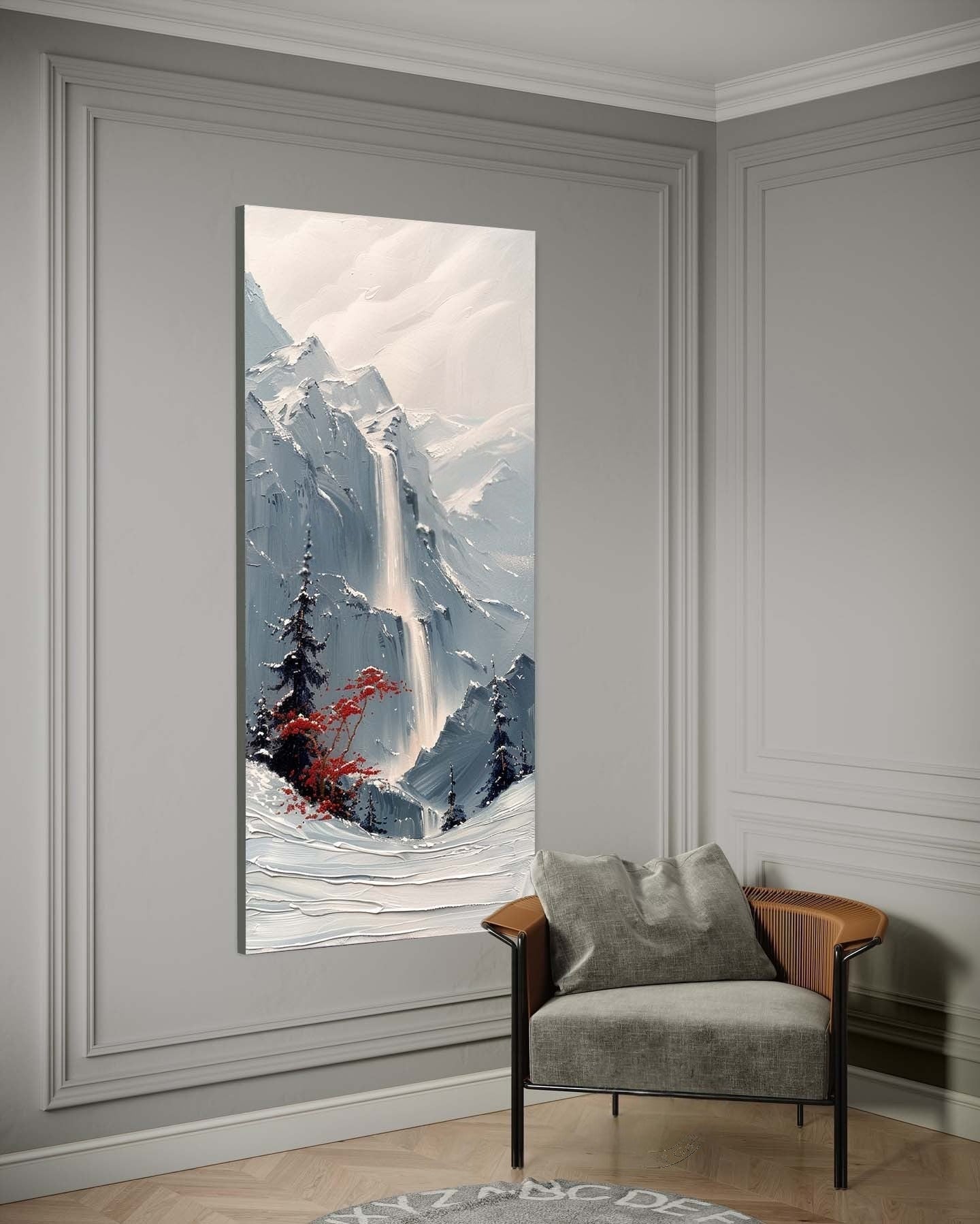 Wall Art Vertical Impasto Snow Mountain