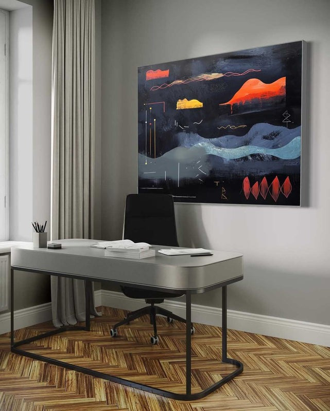 Wall Art Dramatic Textured Layered Dark