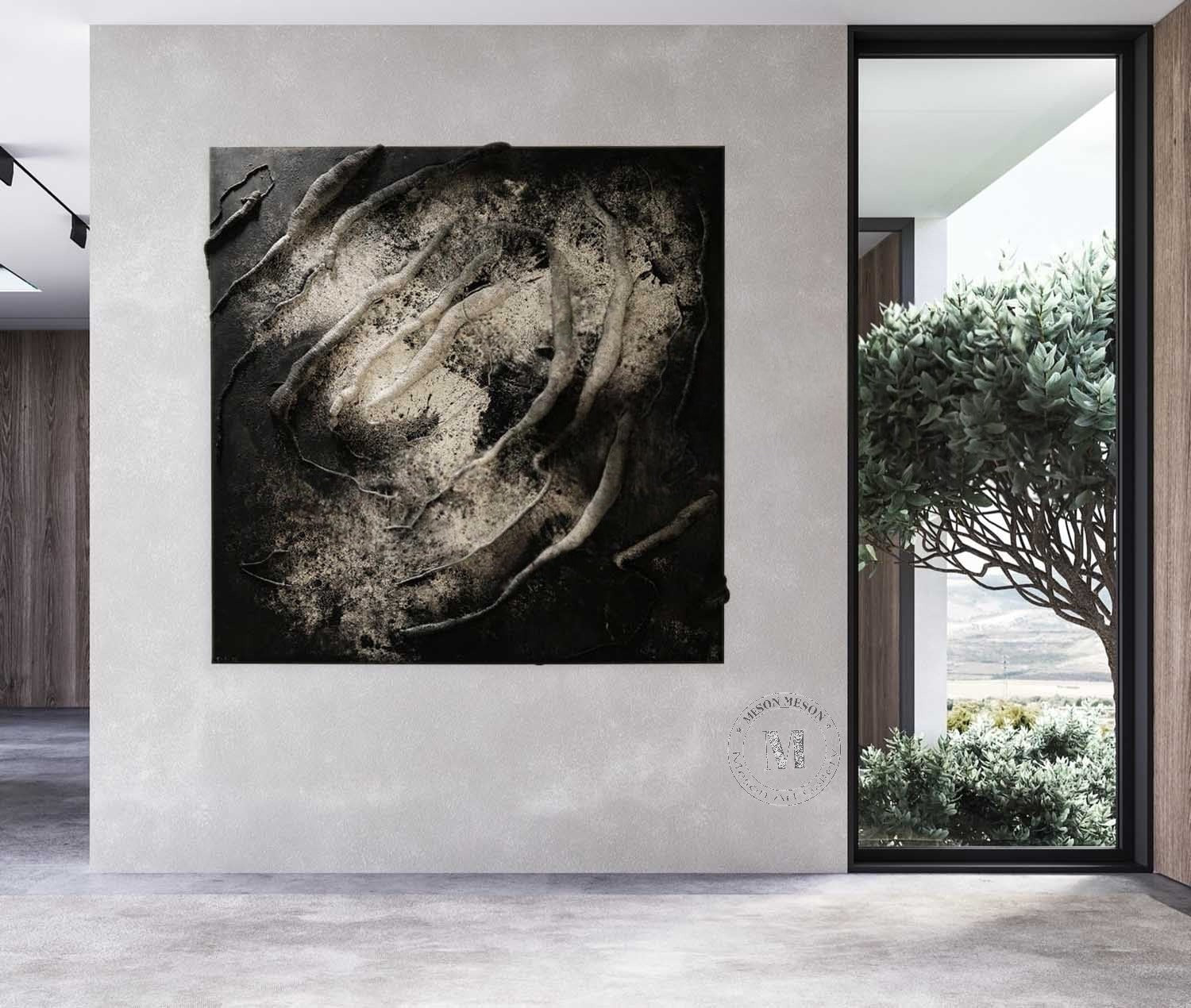 Wall Art Monochrome Swirl Relief