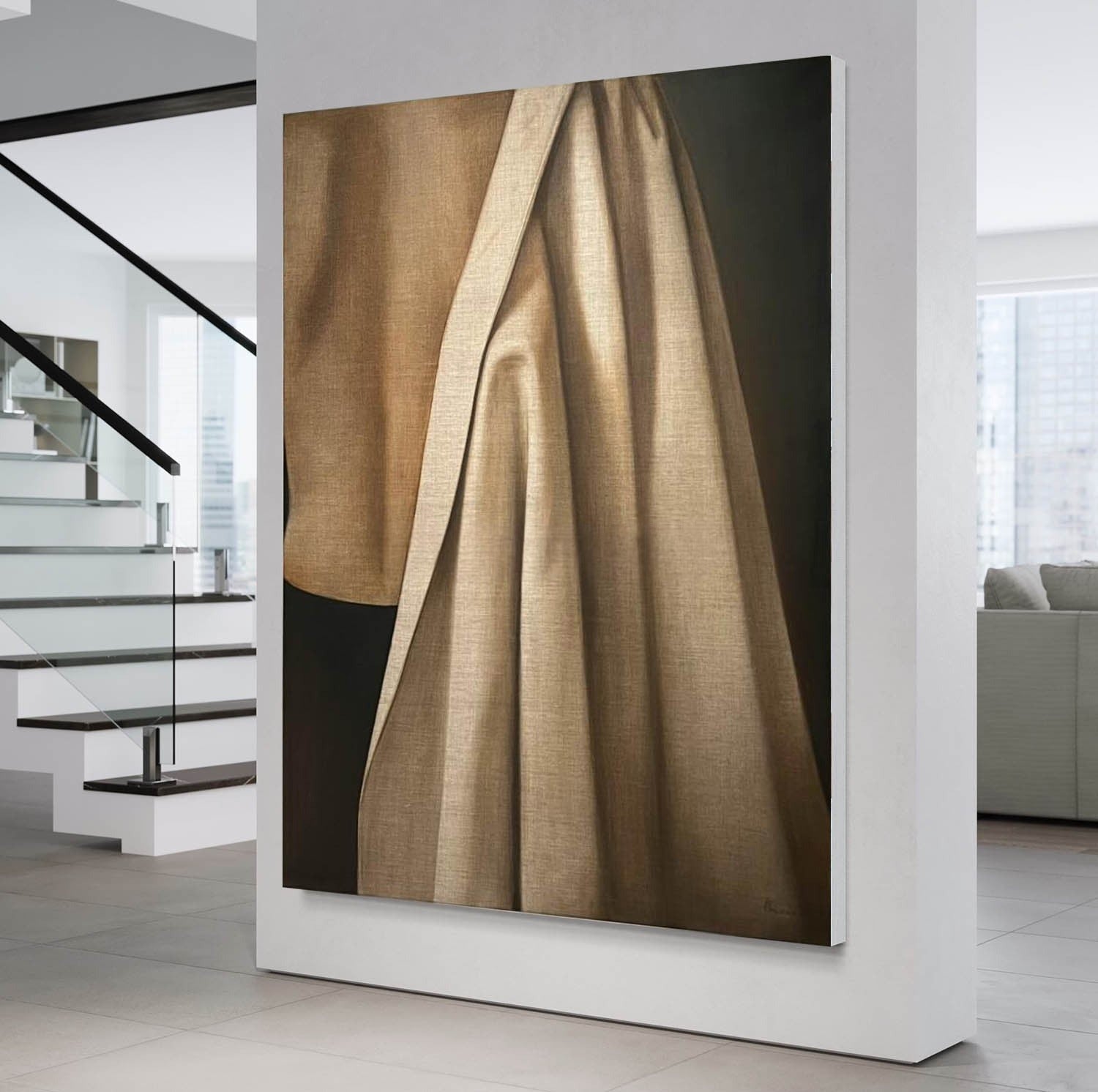 Wall Art Elegant Textured Linen Drape