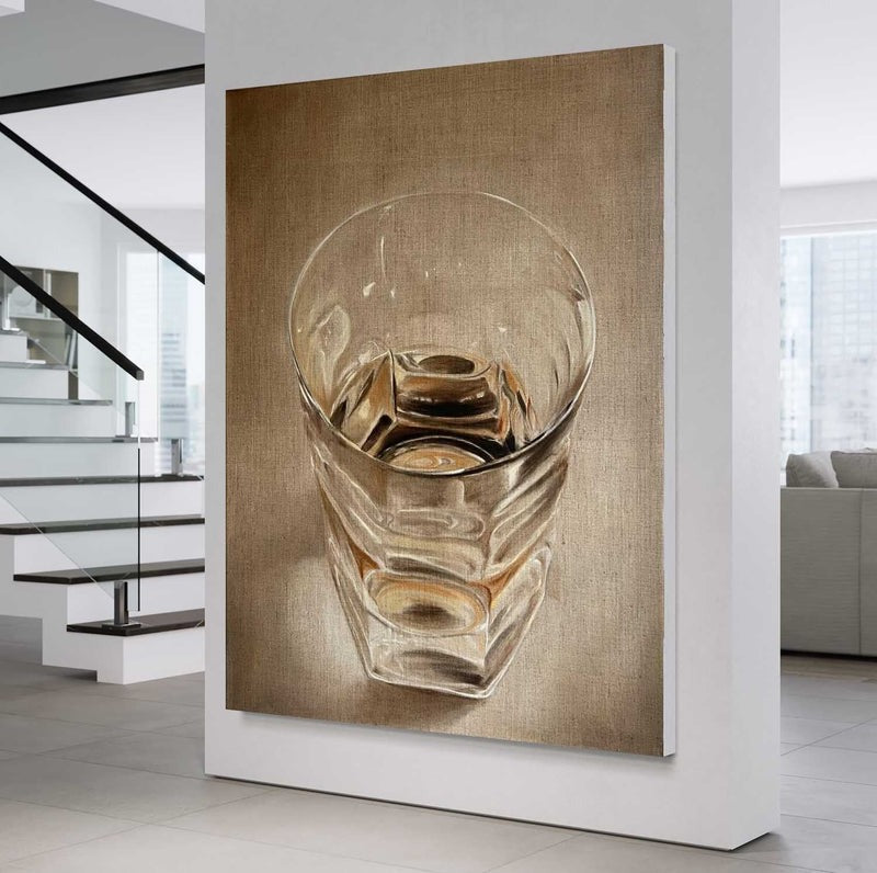 Wall Art Realistic Whiskey Glass Hyperrealism