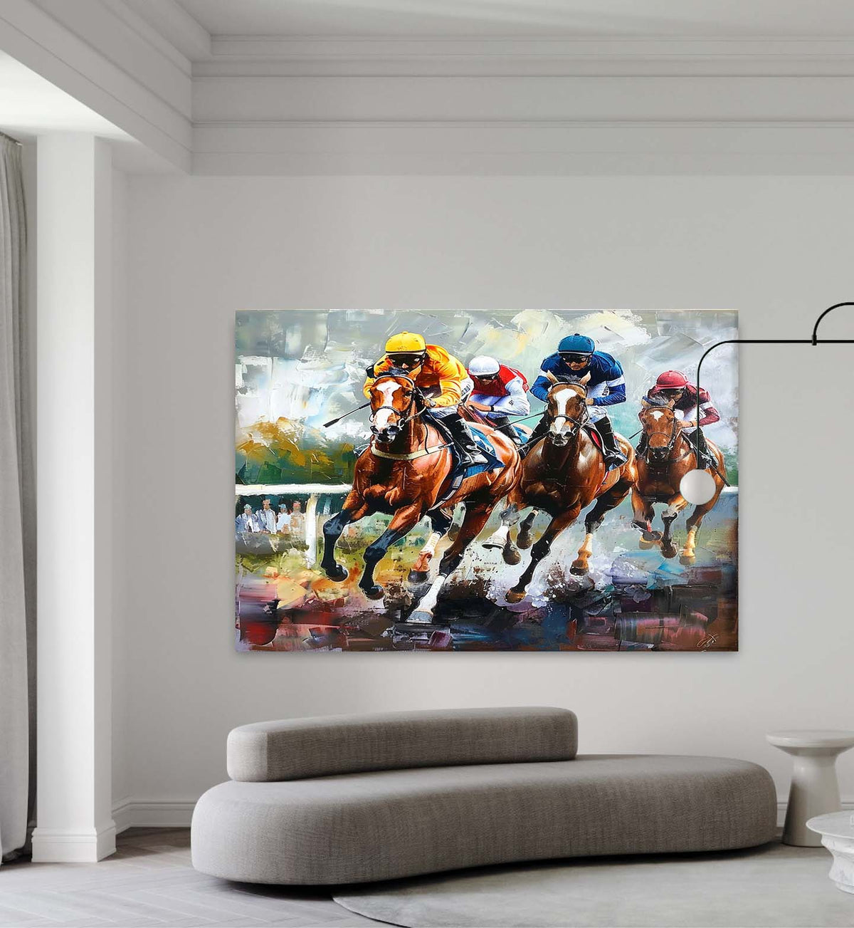 Dynamic Horse Racing Scene Painting