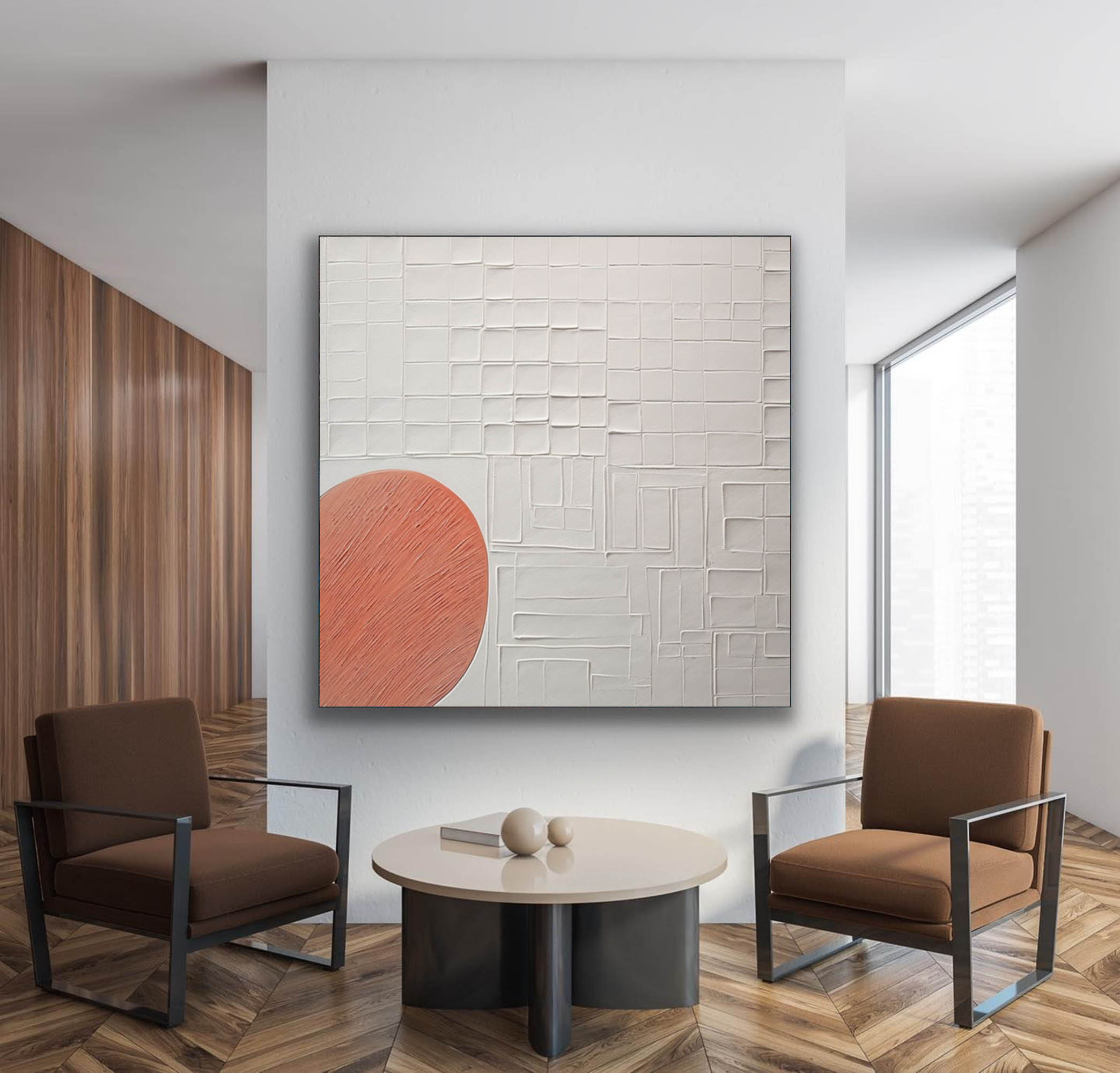 Textured Geometric Sunrise Abstract Painting
