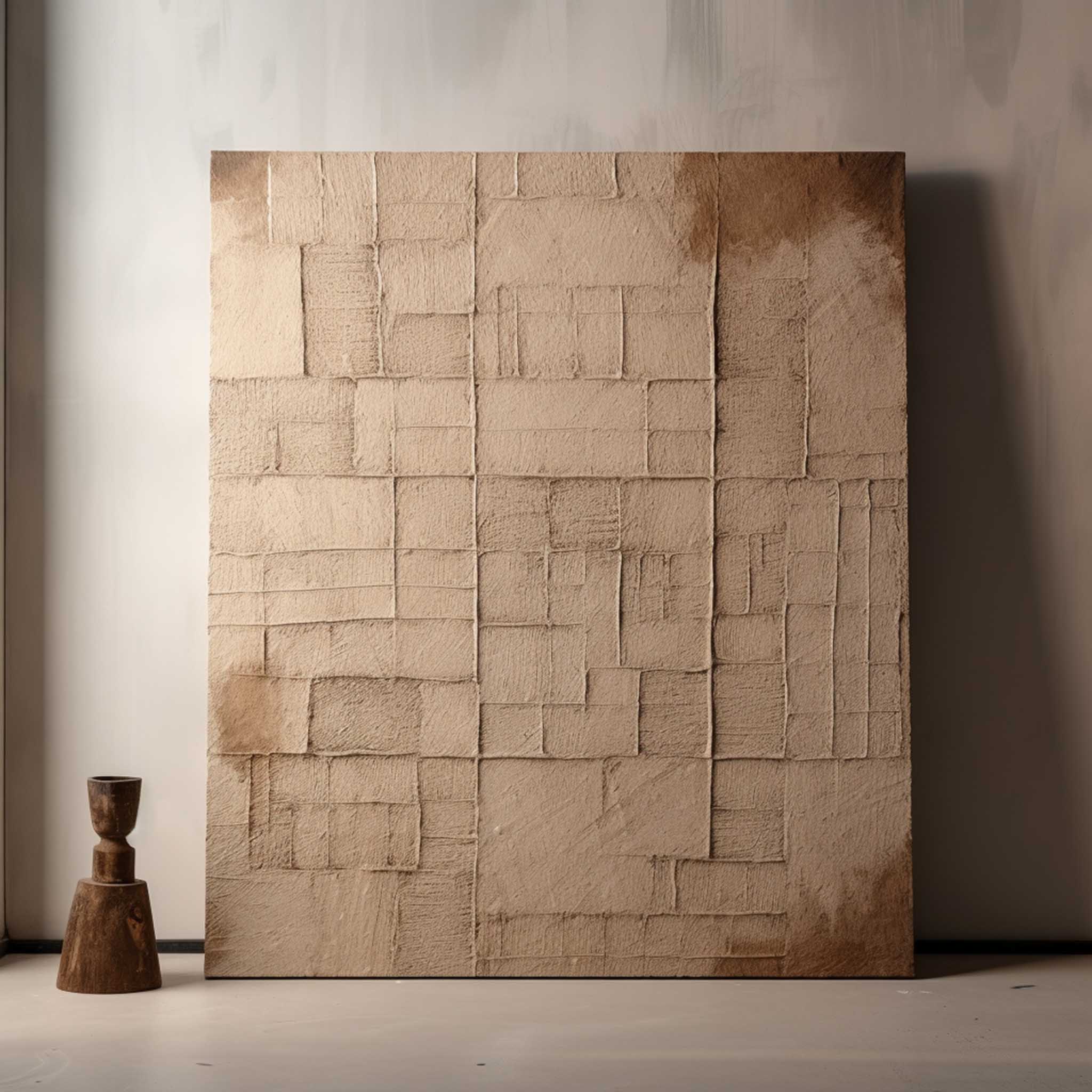 Wall Art Brown Geometric Plaster Relief