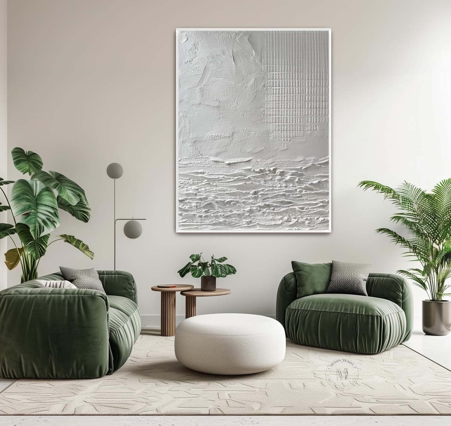 Wall Art Neutral Coastal Grid Painting