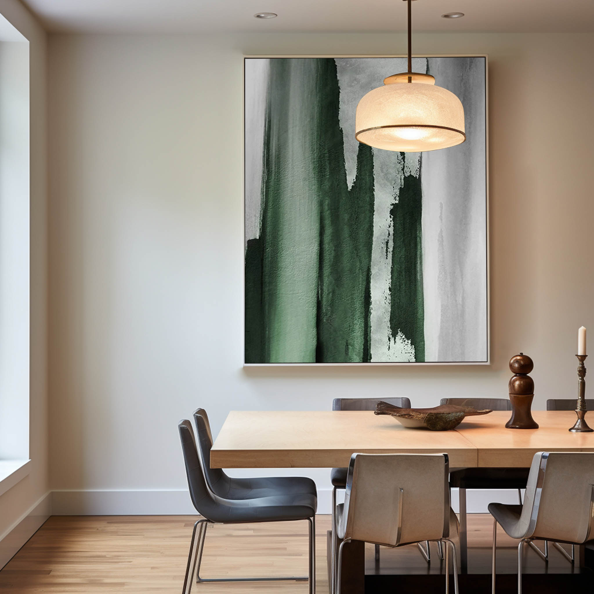 Green And Gold Abstract Painting ABAV132 - Neutralighting