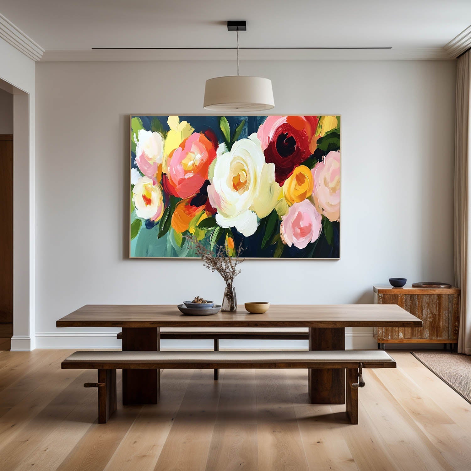 Vibrant Peony Bouquet Oil Canvas Art