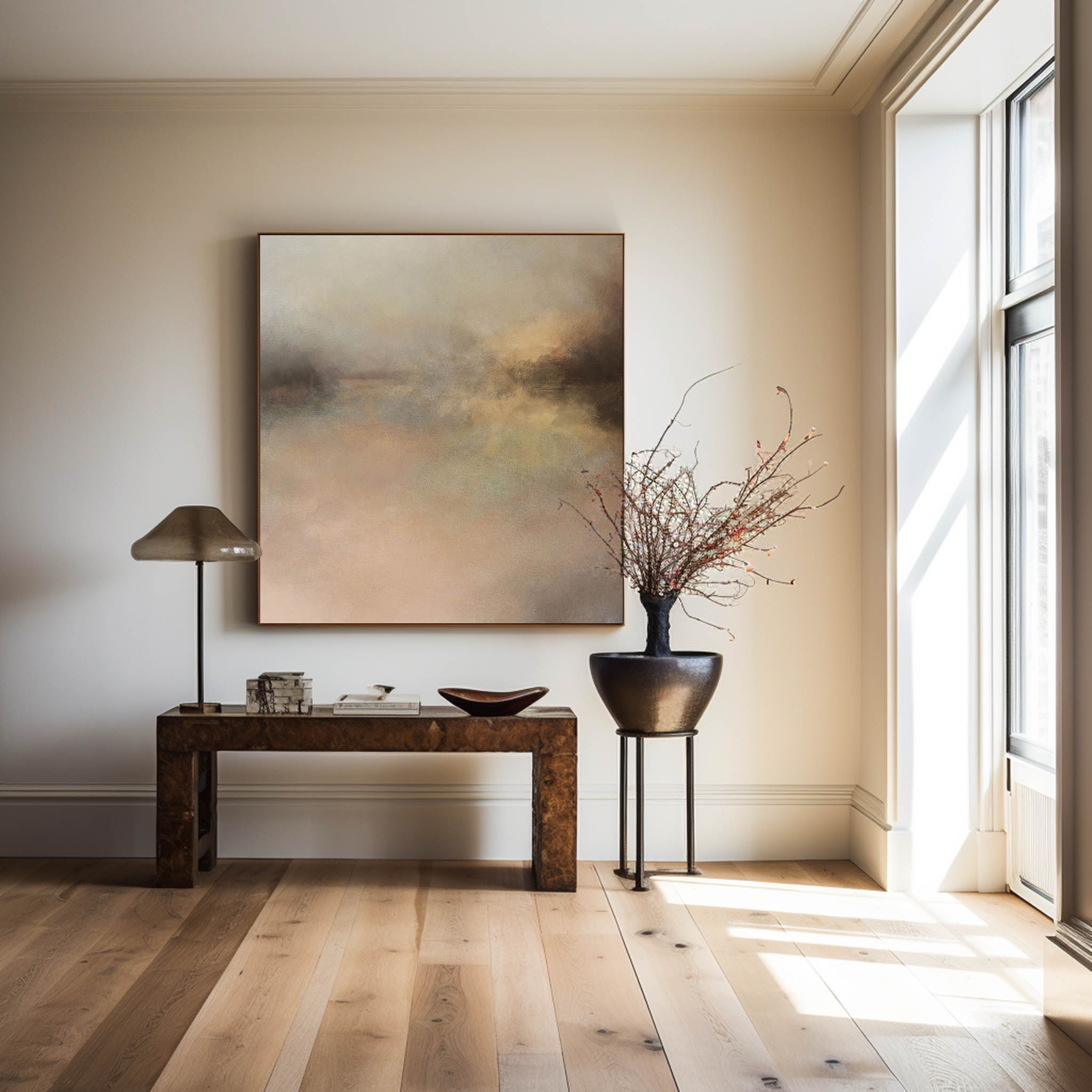 Wall Art Abstract Horizon Landscape Modern Textured Canvas Living Room | Neutralighting