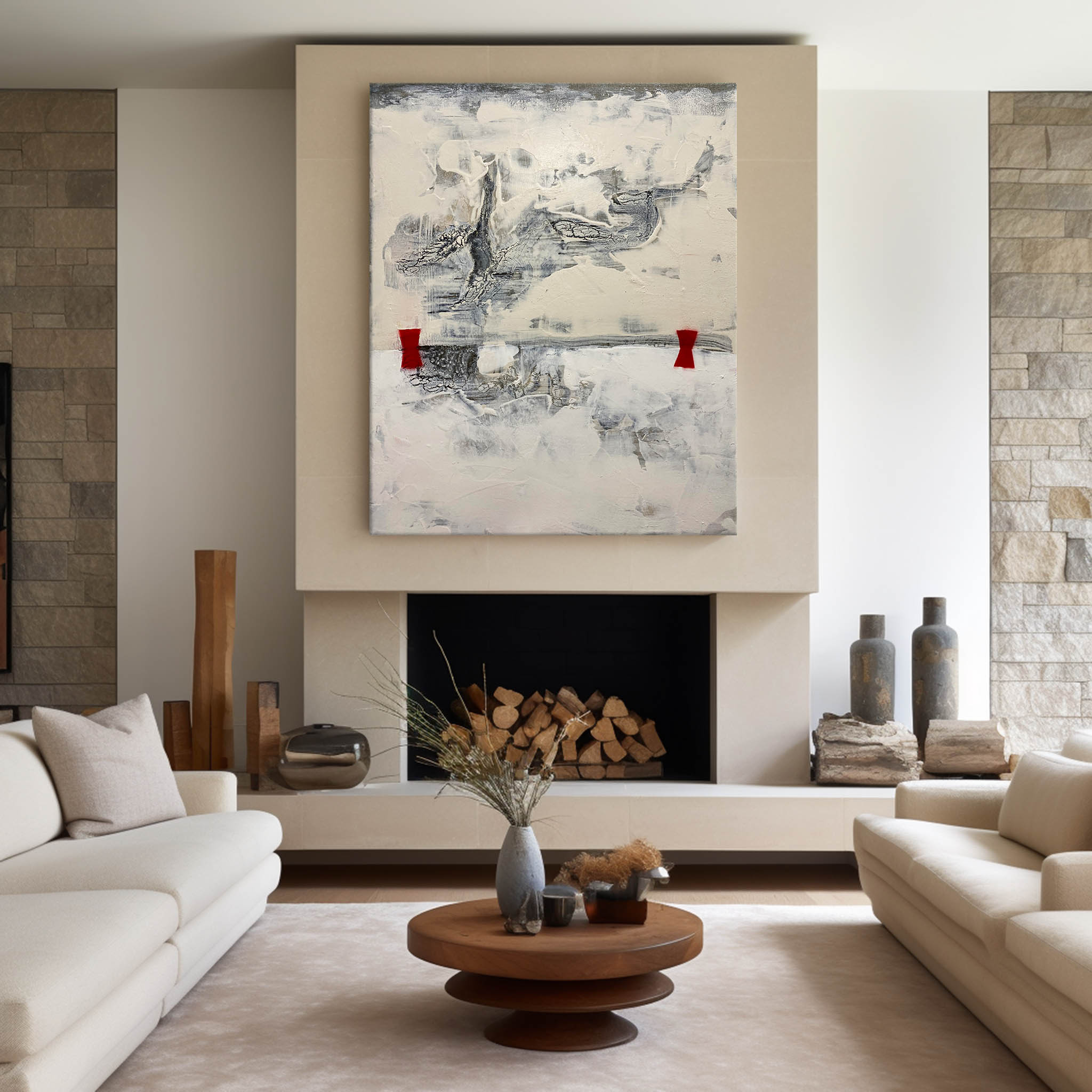 Beige Abstract Painting ABAV175 - Neutralighting