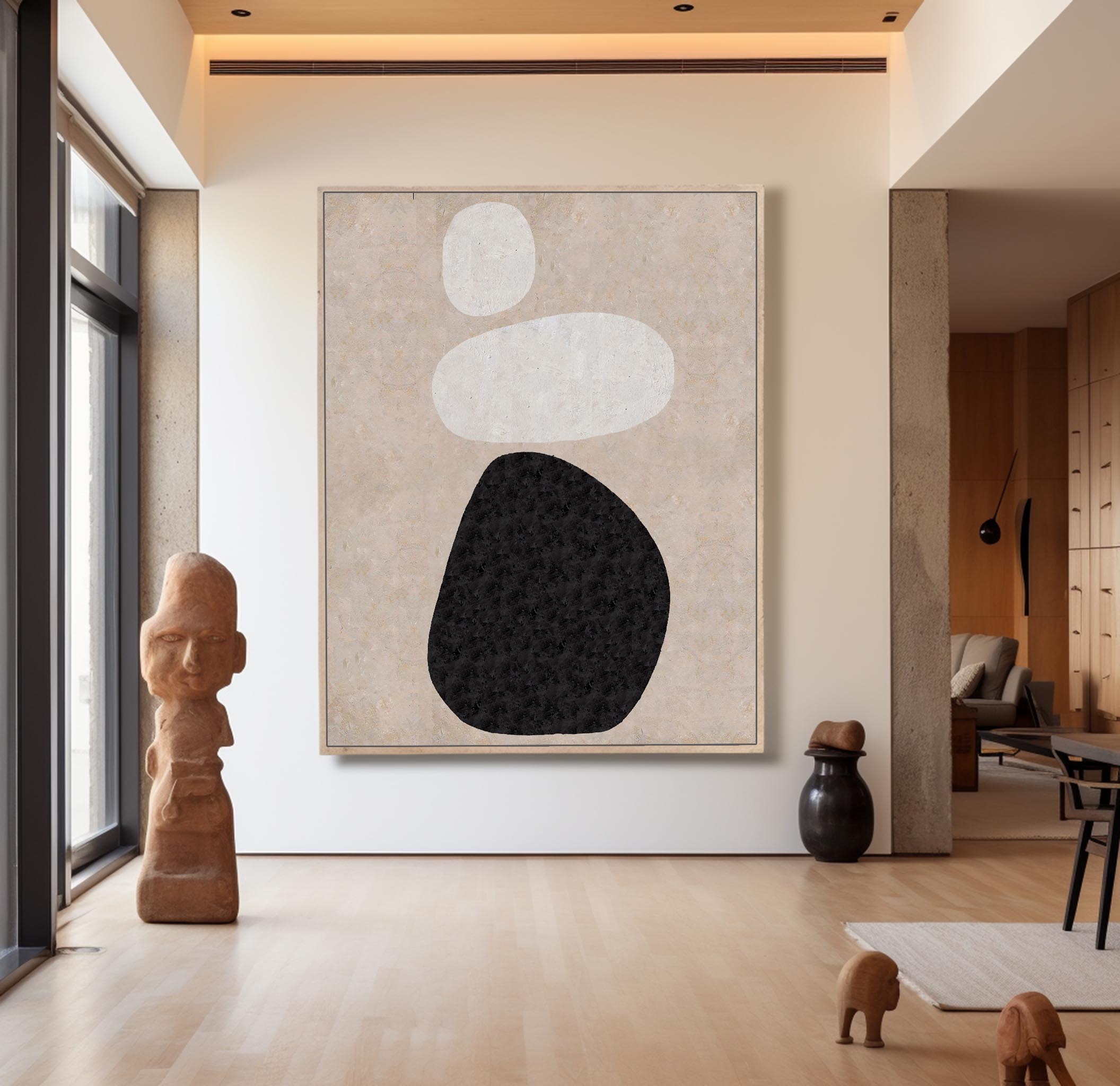 Stone‑Shaped Silhouette Abstract Hand‑Painted Matte Textured Artwork