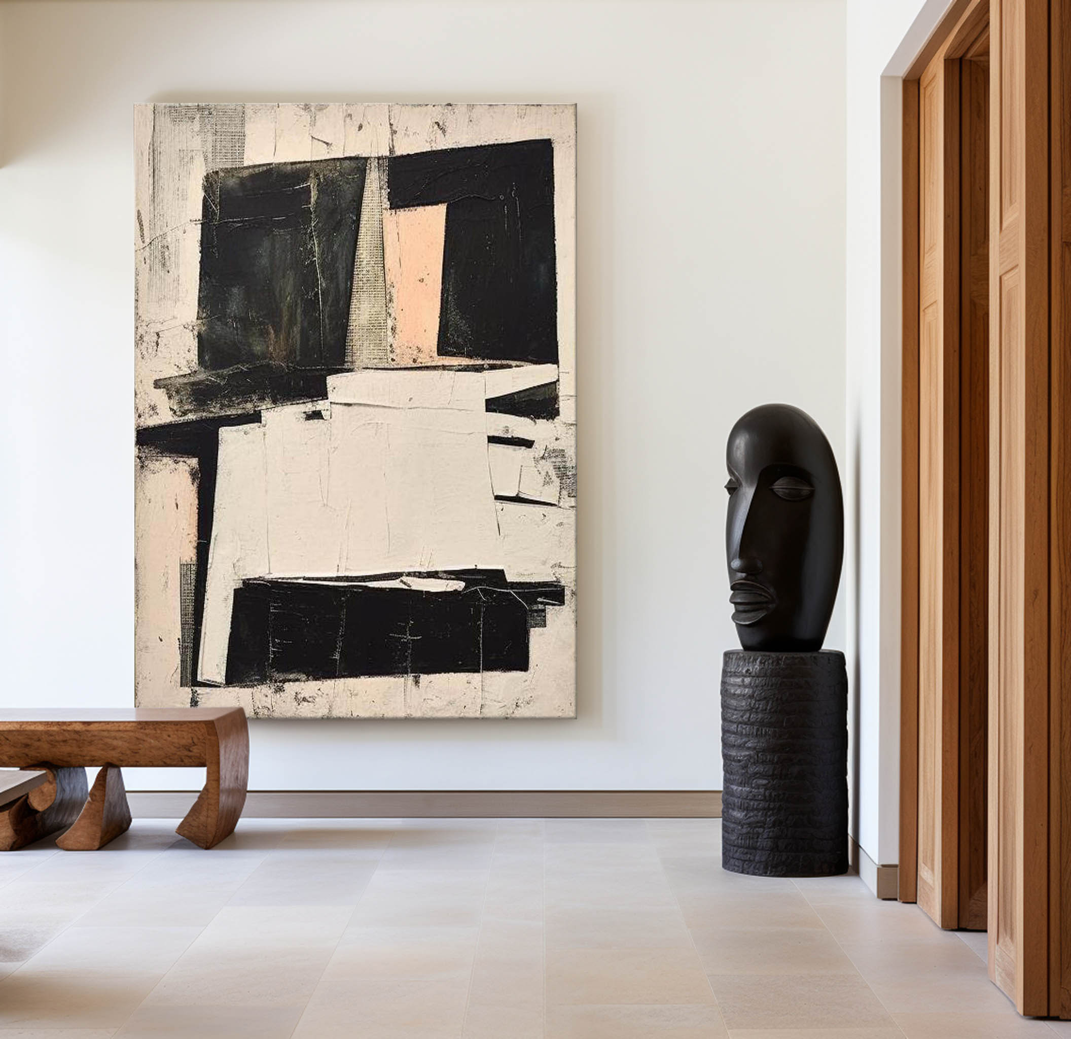 Vintage Block Abstract Canvas Wall Decor