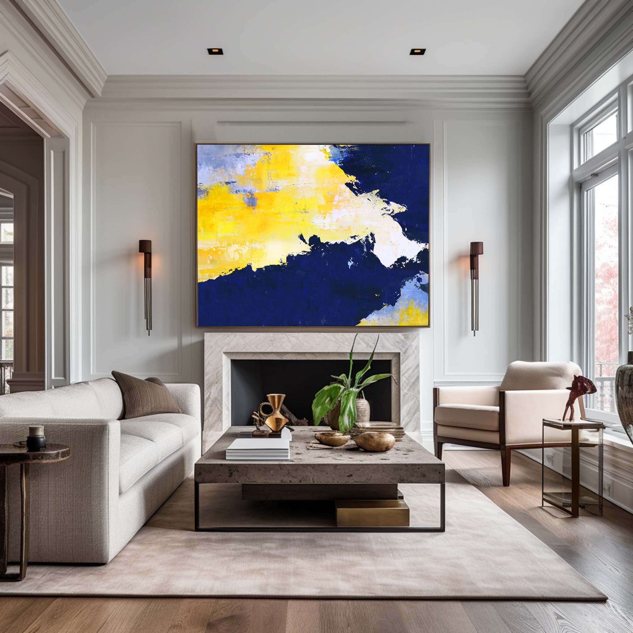 Blue And Yellow Abstract Art #ABAH27
