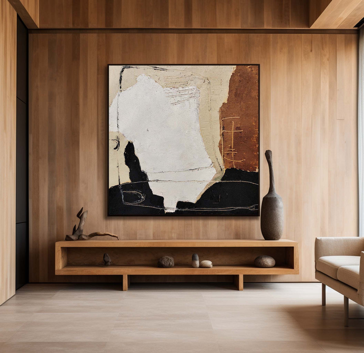 Wall Art Abstract Black Brown Painting