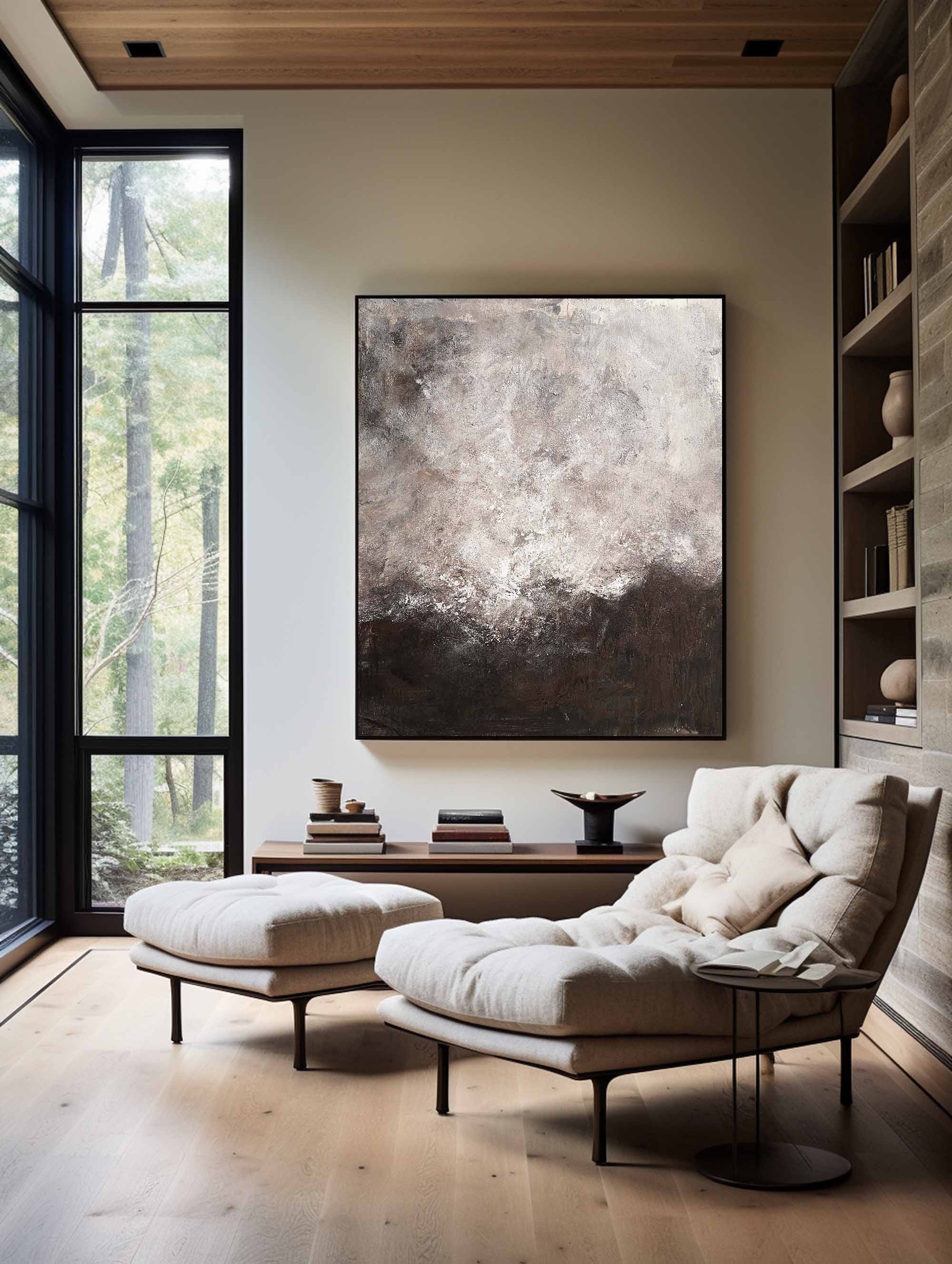 Wall Art Abstract Texture Dark Brown Grey Contemporary
