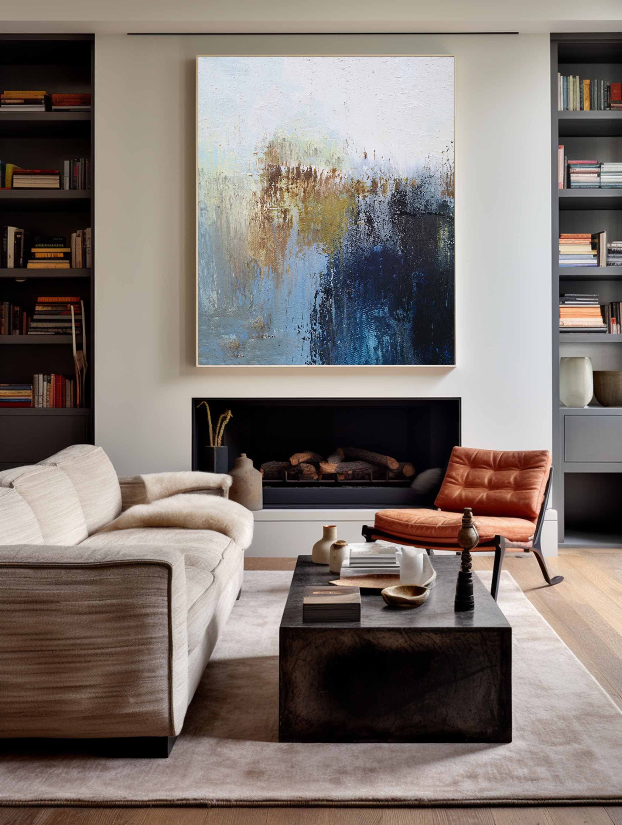 Warm Horizon Abstract Oil Painting