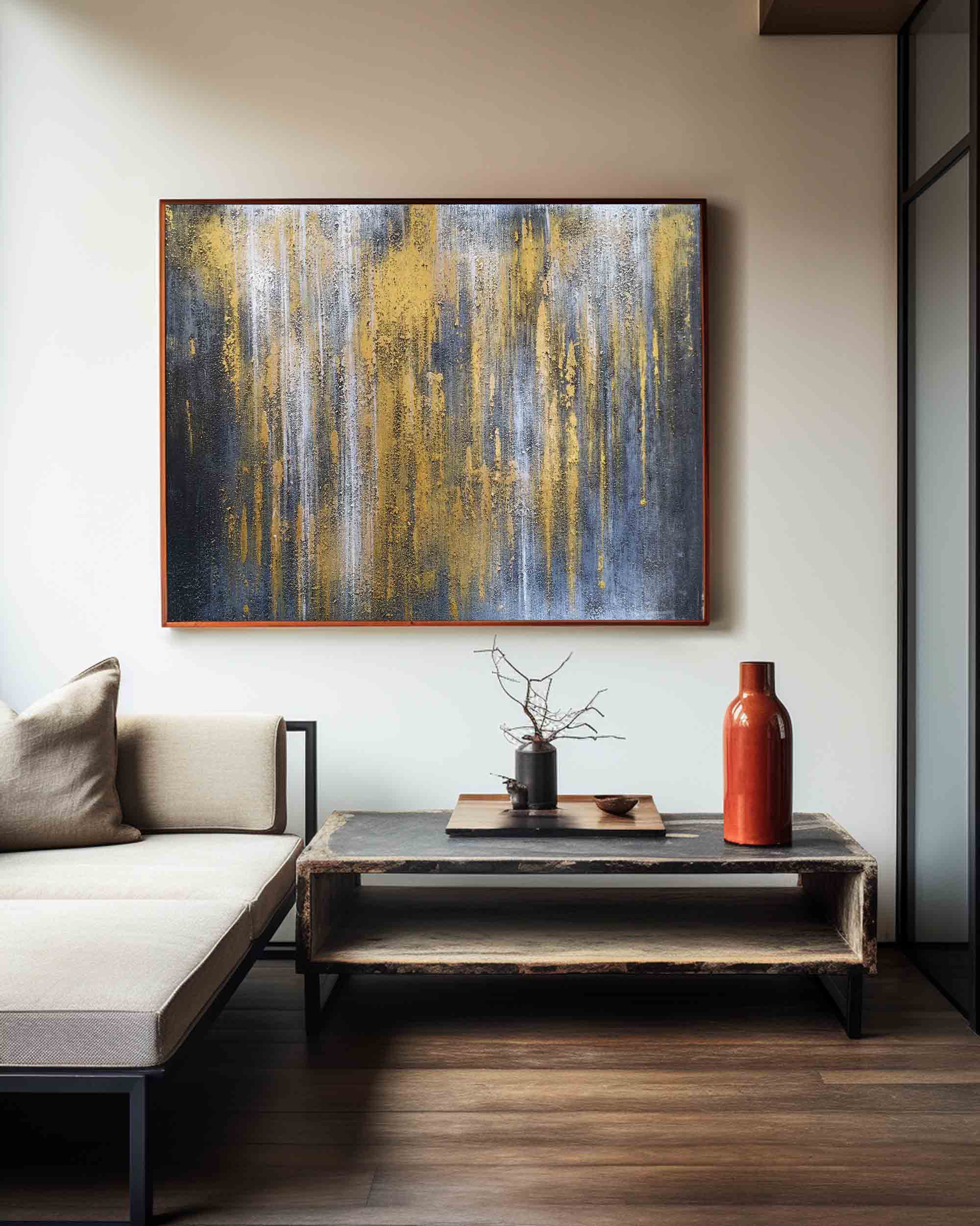 Grey And Gold Abstract Art ABAH31 - Neutralighting