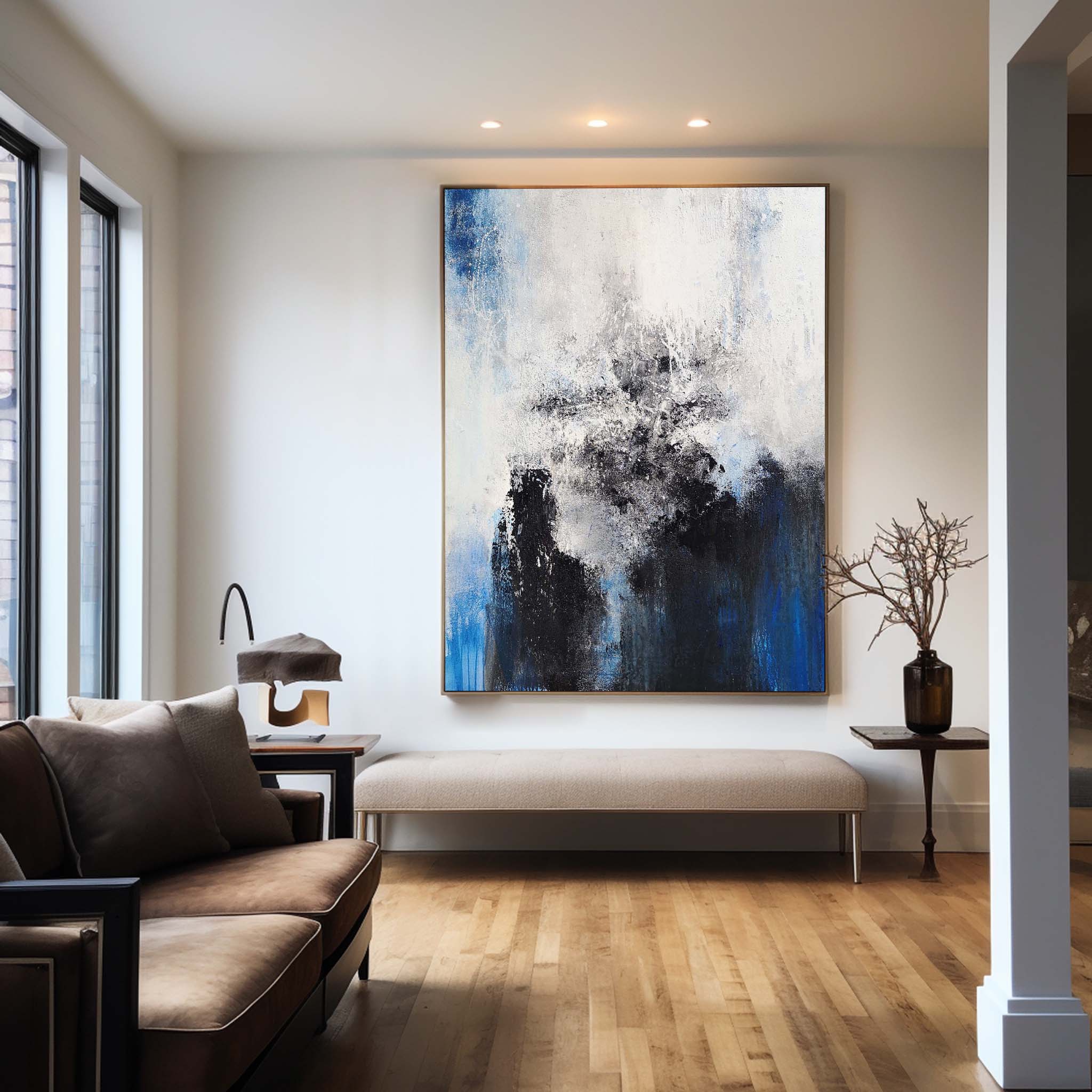 Blue And Black Abstract Painting ABAV96 - Neutralighting