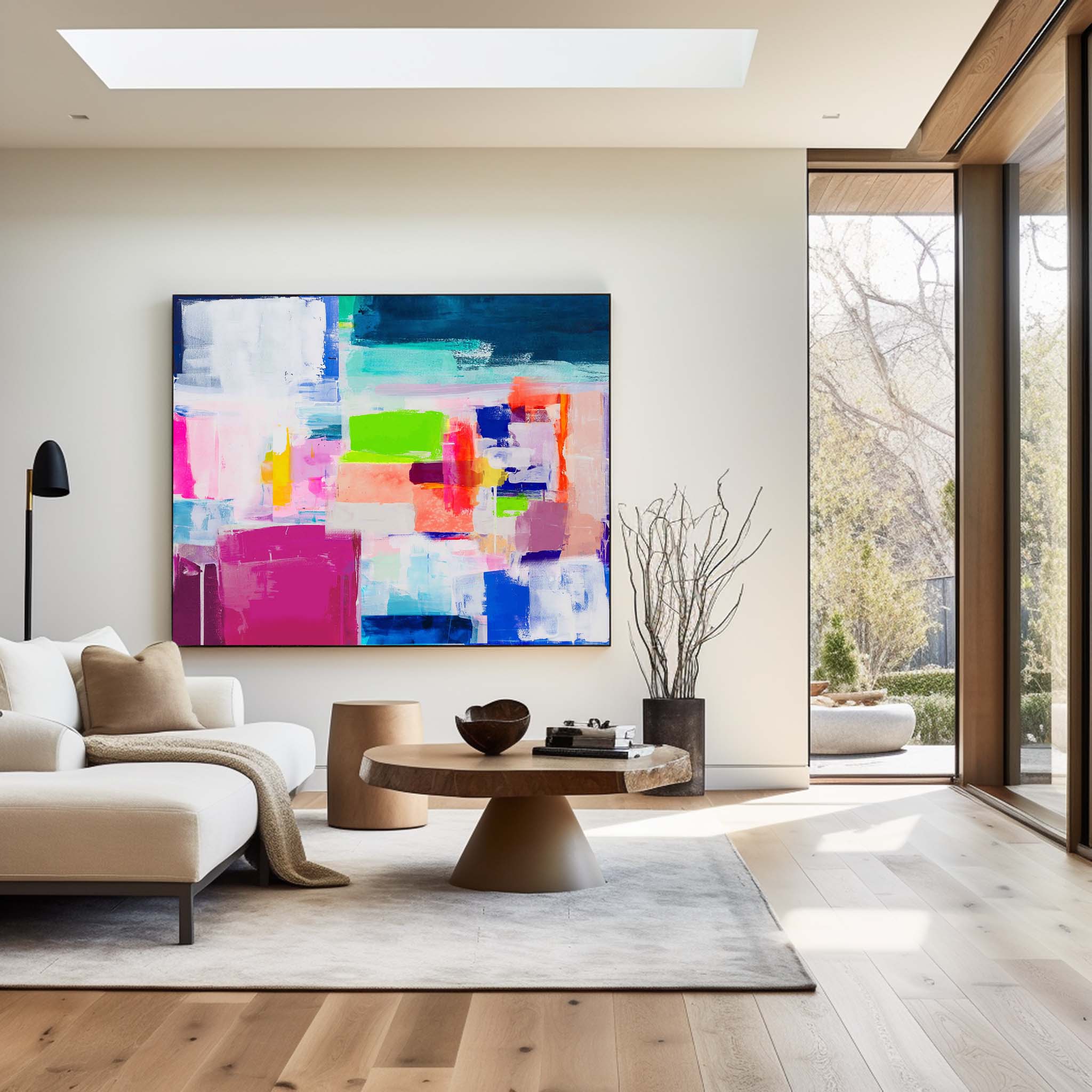Vibrant Color Block Abstract Painting Horizontal