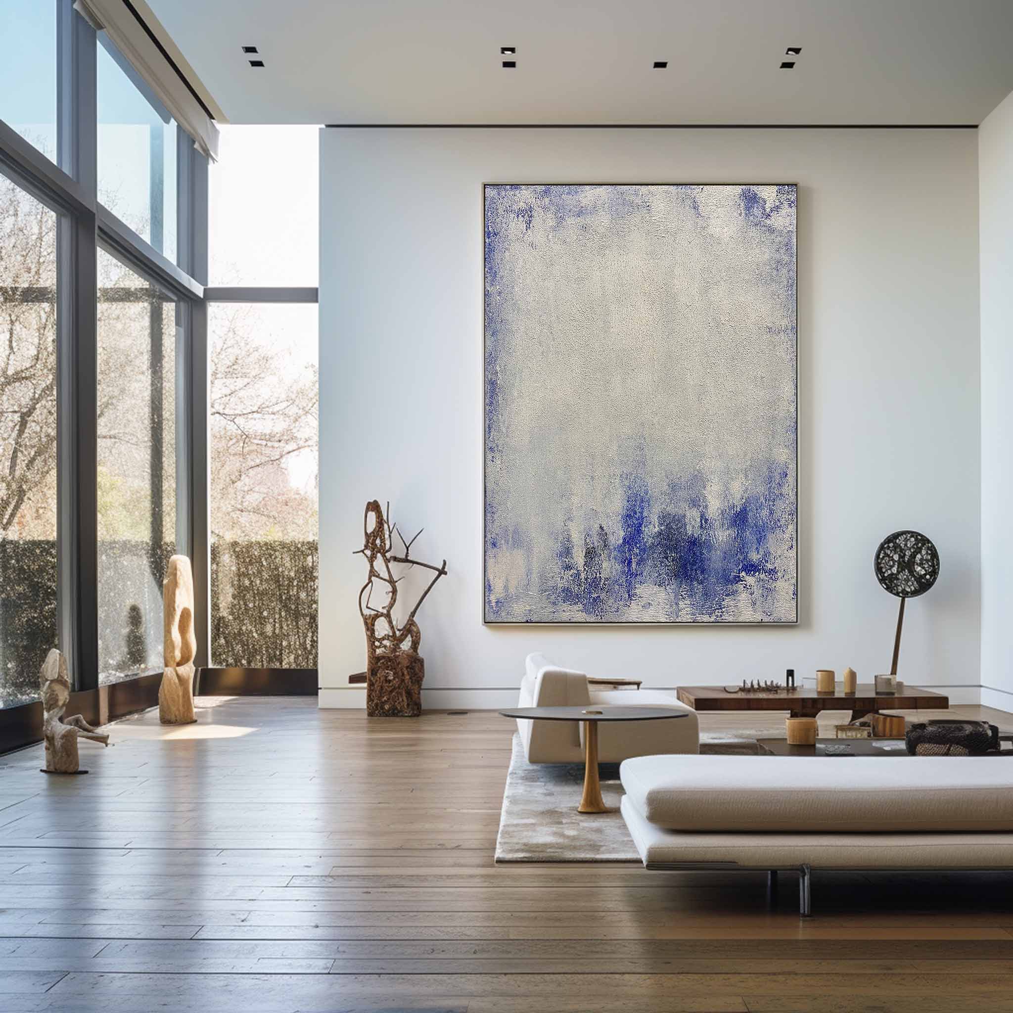 Blue White Minimalist Painting