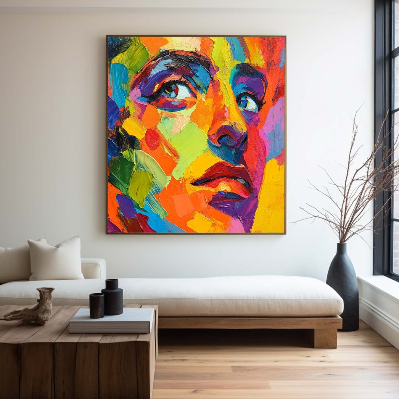 Vibrant Colorful Woman Face Canvas Art