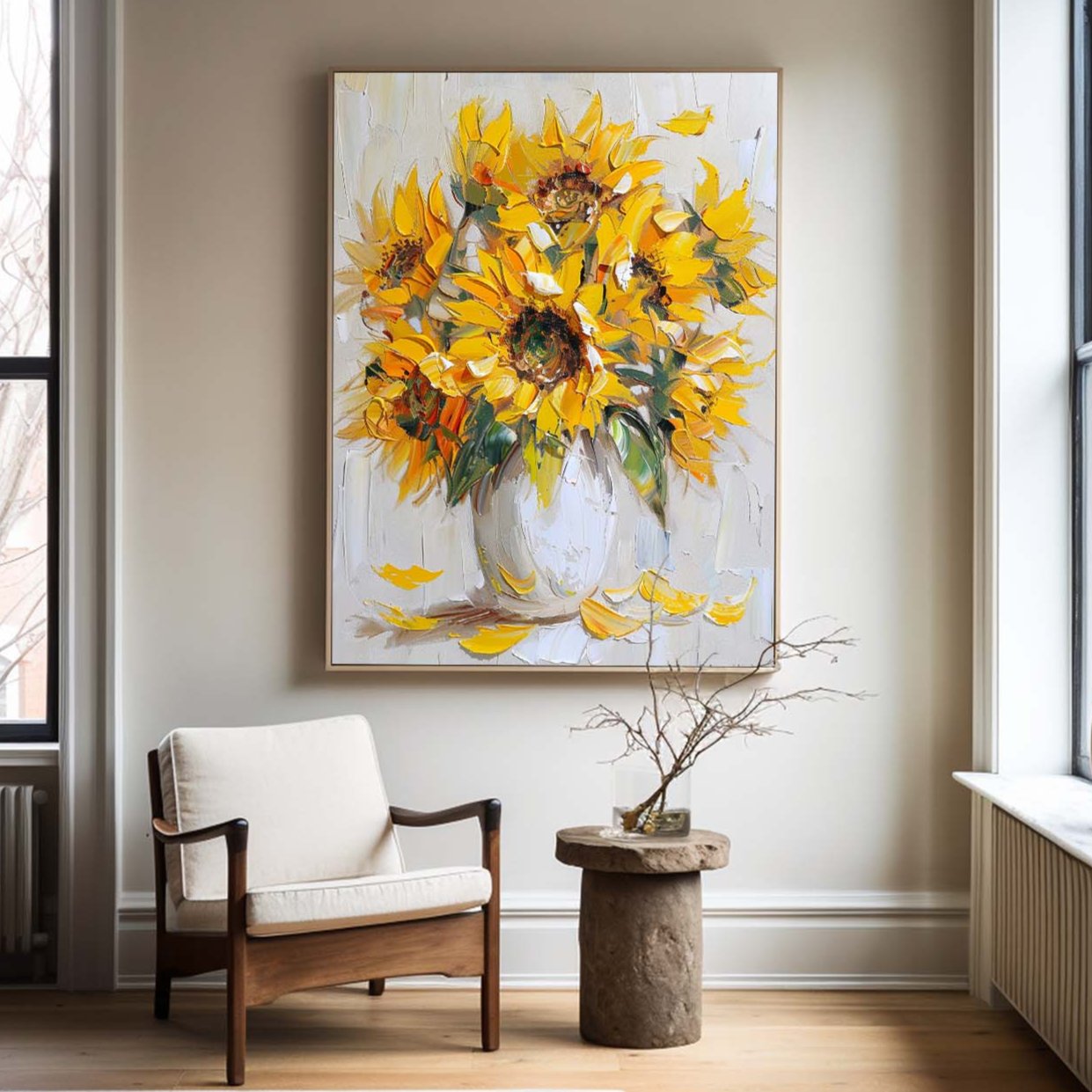 Yellow Sunflower Bouquet Floral Painting
