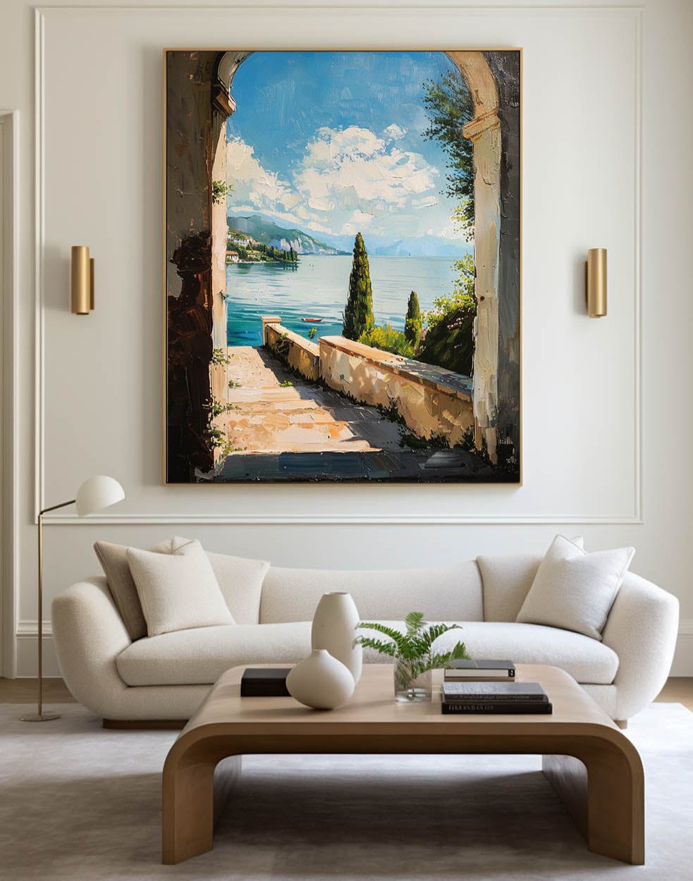 Theo Mediterranean Arch Lake Canvas Art